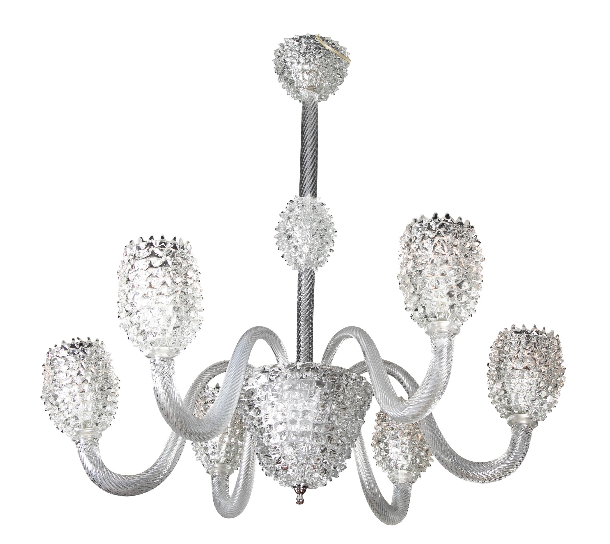 Italian Mid-Century Rostrato Glass Chandelier Attributed to Barovier & Toso