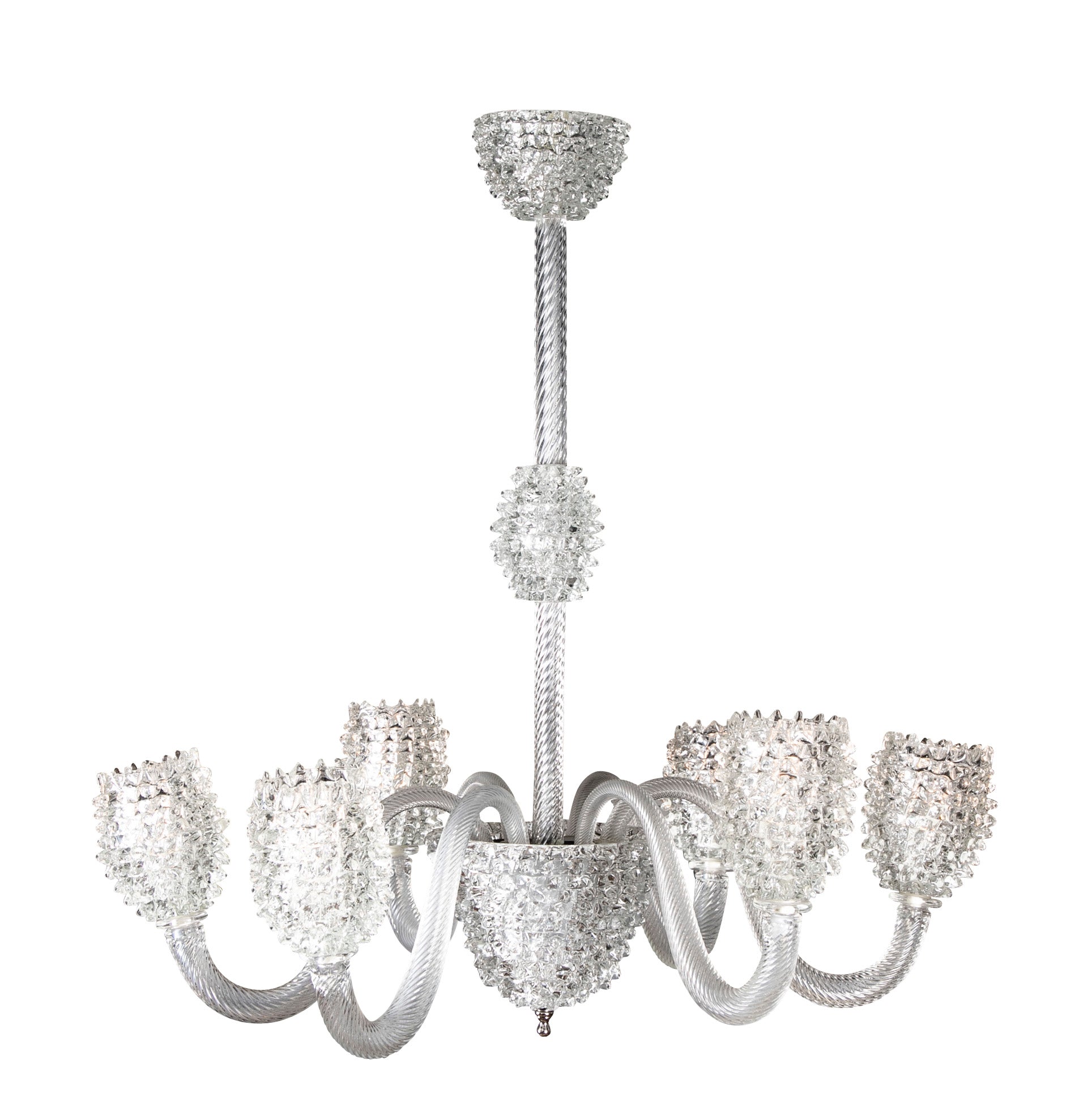 Italian Mid-Century Rostrato Glass Chandelier Attributed to Barovier & Toso