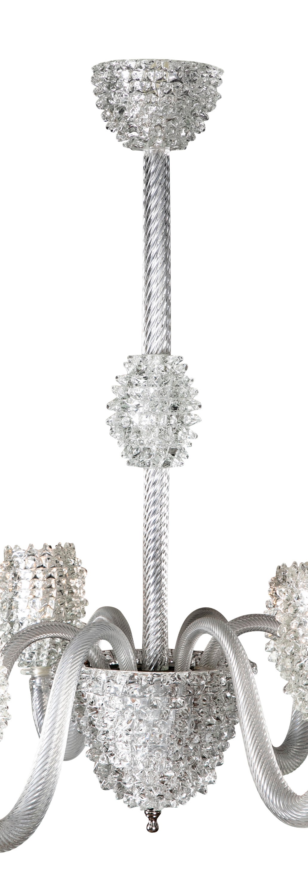 Italian Mid-Century Rostrato Glass Chandelier Attributed to Barovier & Toso