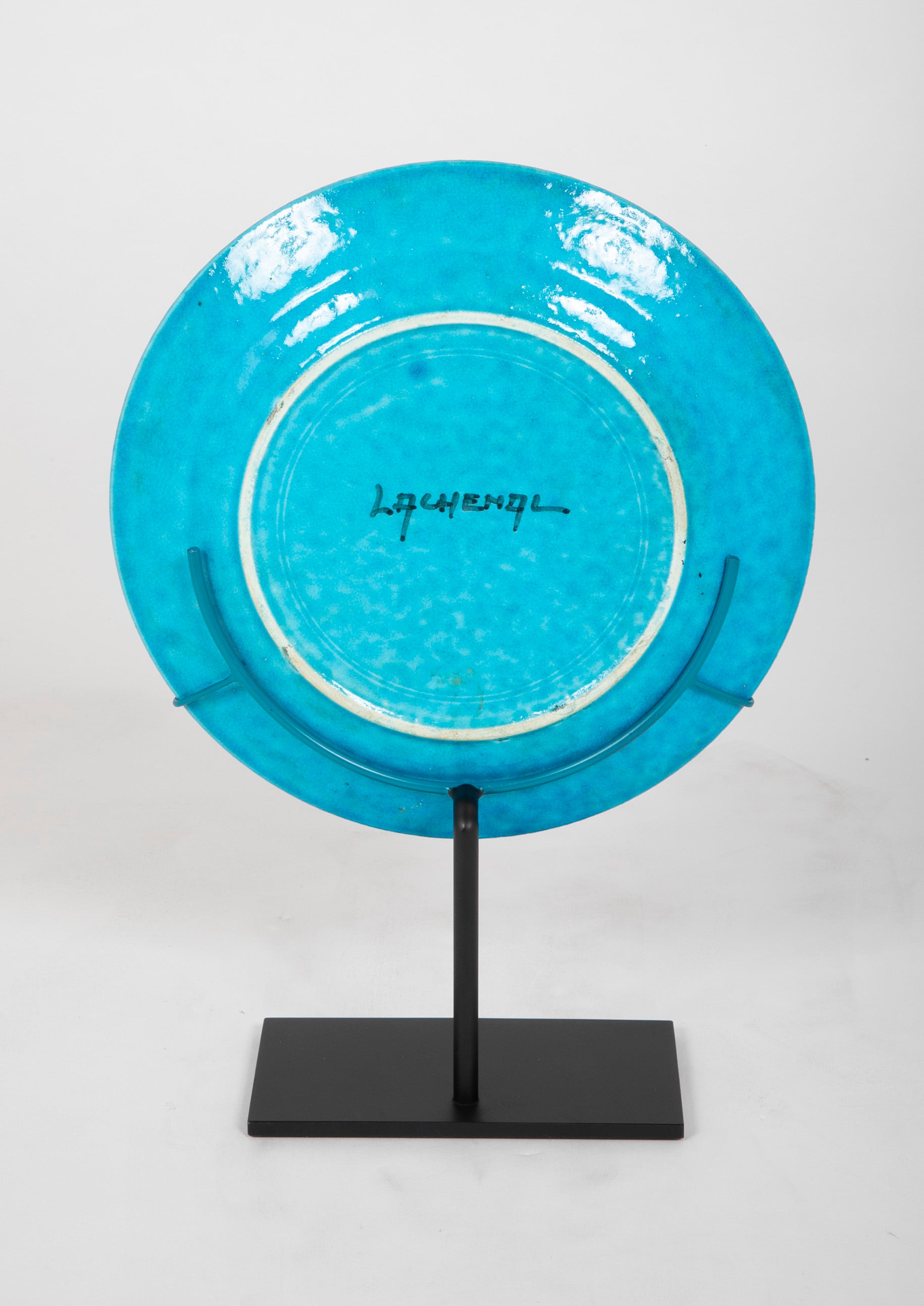 French Brilliant Blue Glazed Charger Designed by La Chenal