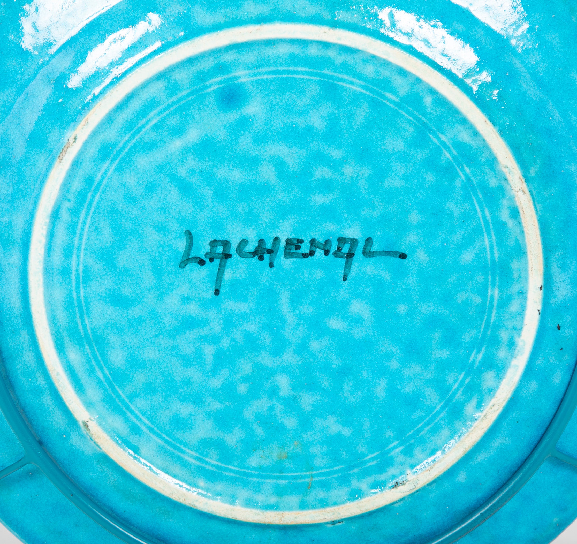 French Brilliant Blue Glazed Charger Designed by La Chenal