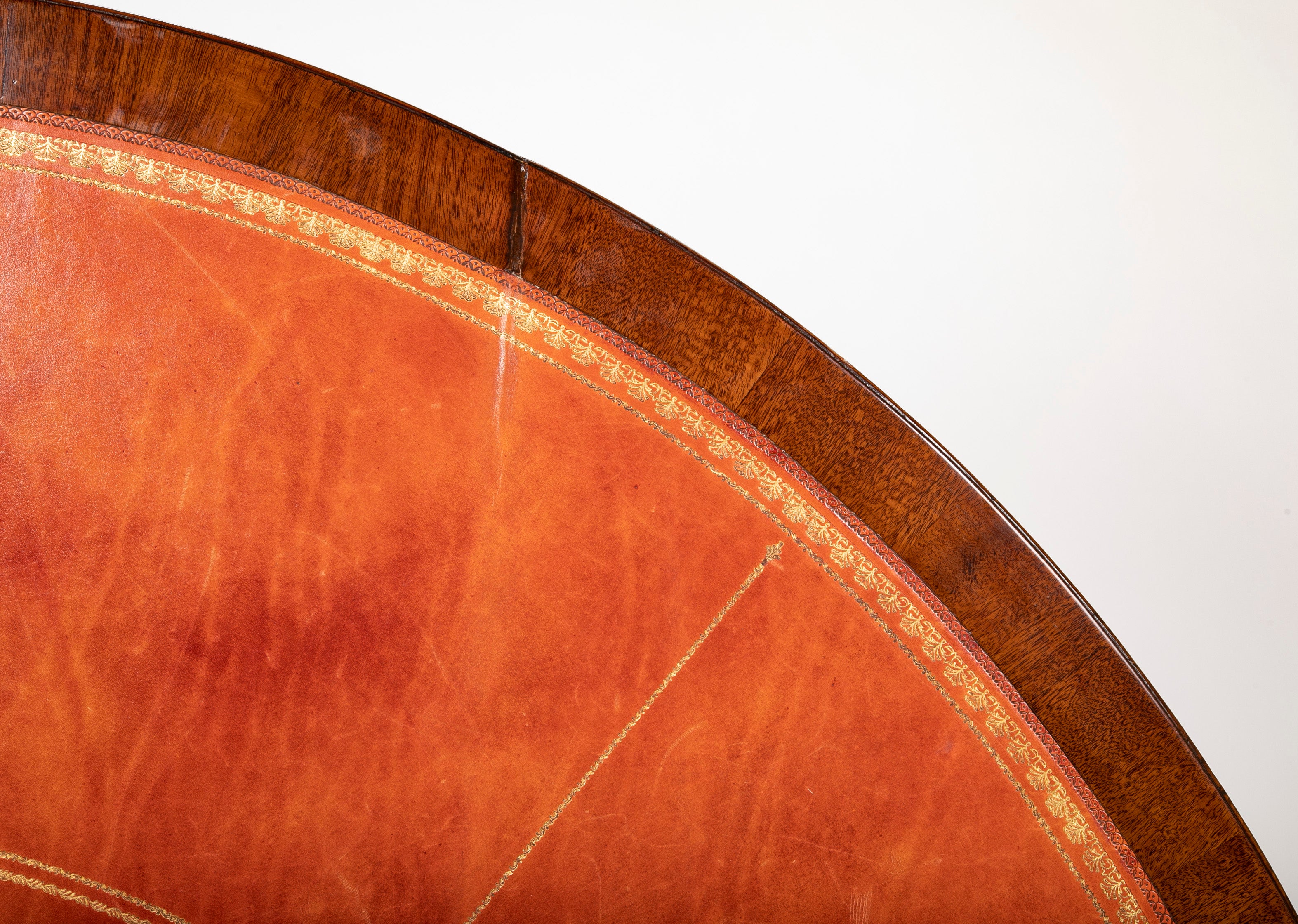 English Mahogany Tilt Top Center Table with Leather Lined Top