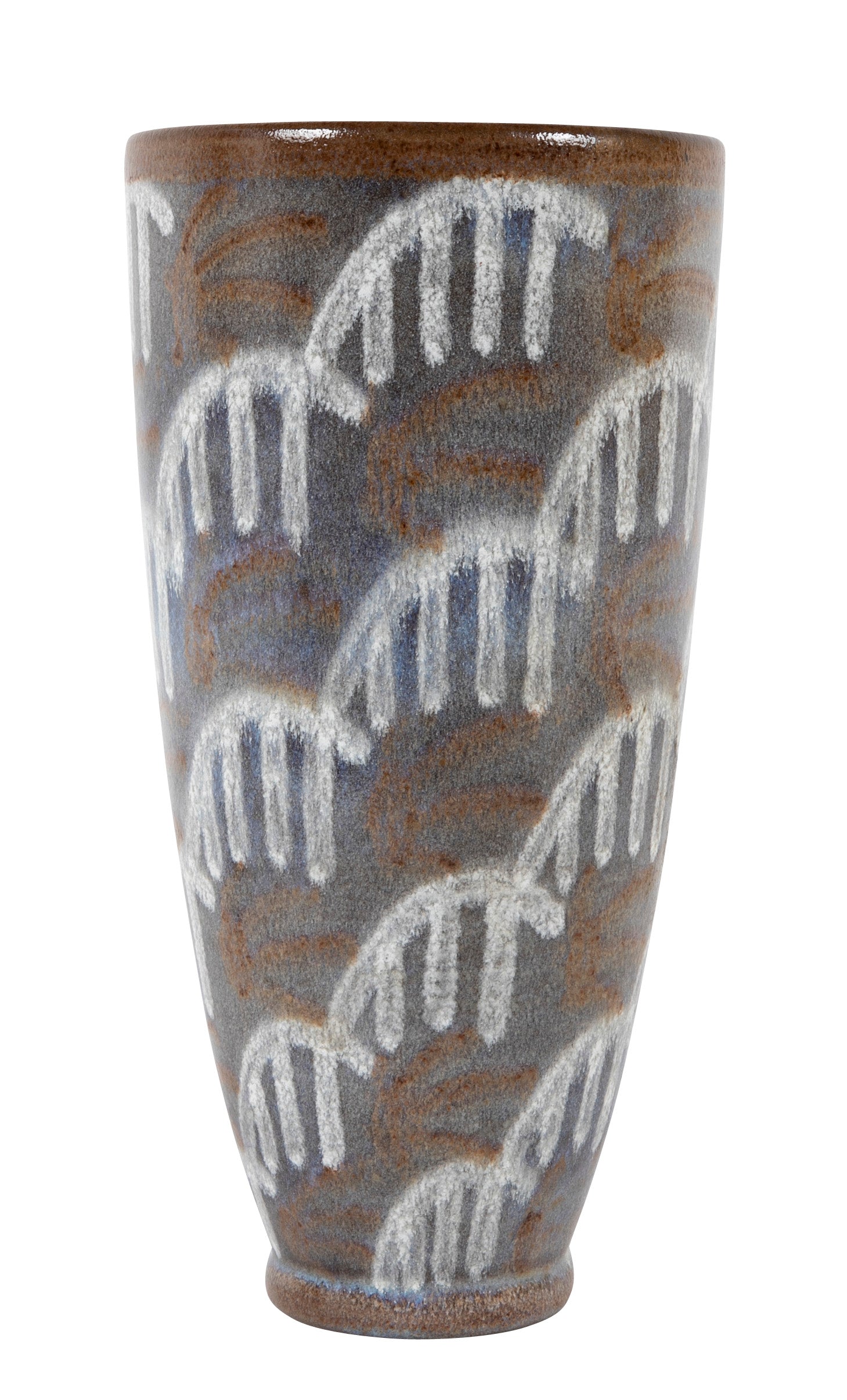 Andre Naudy for Sevres Vase with White on Brown Design