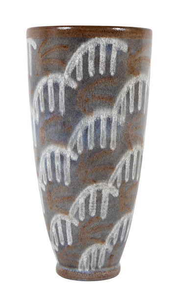 Andre Naudy for Sevres Vase with White on Brown Design