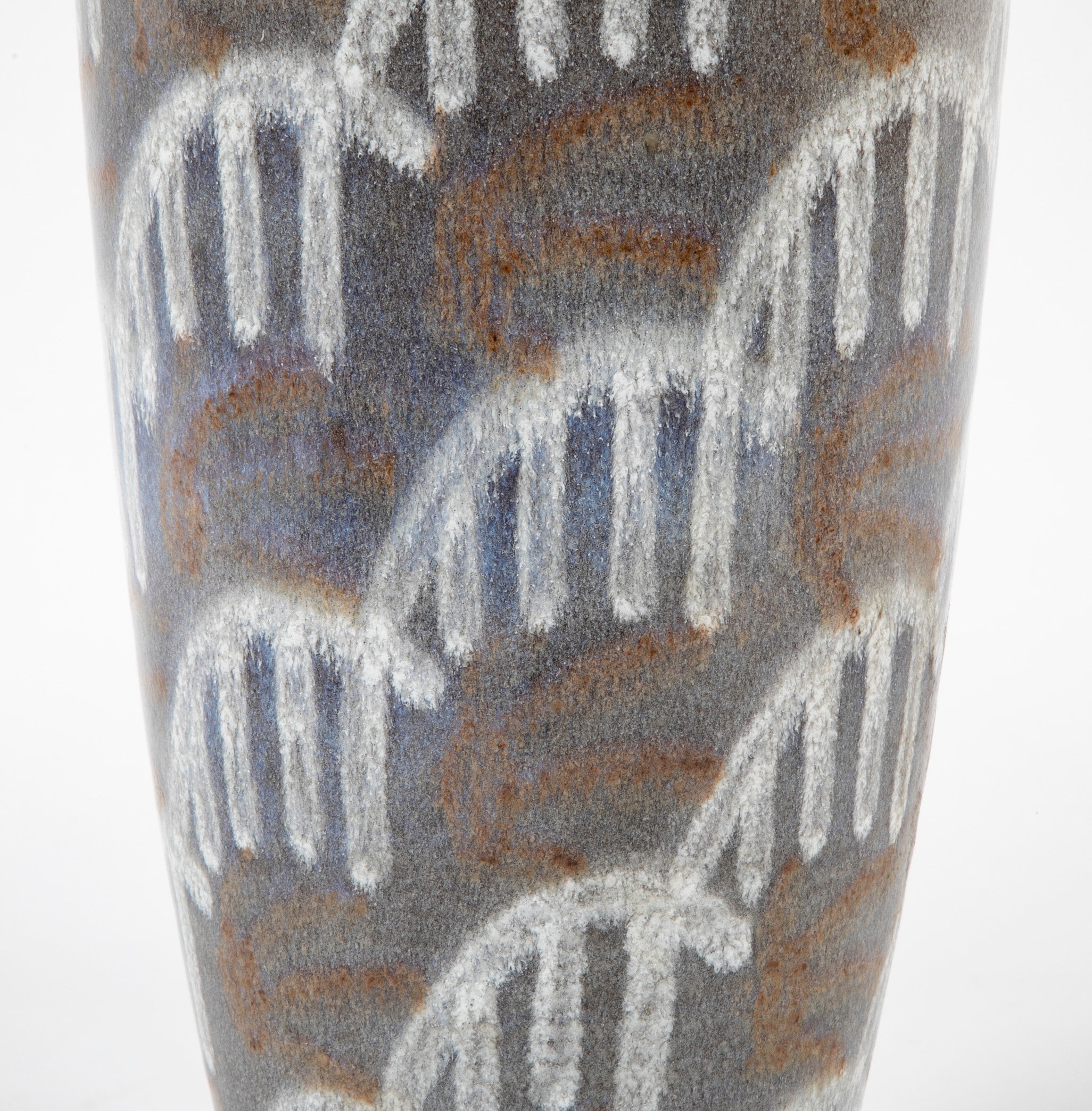 Andre Naudy for Sevres Vase with White on Brown Design