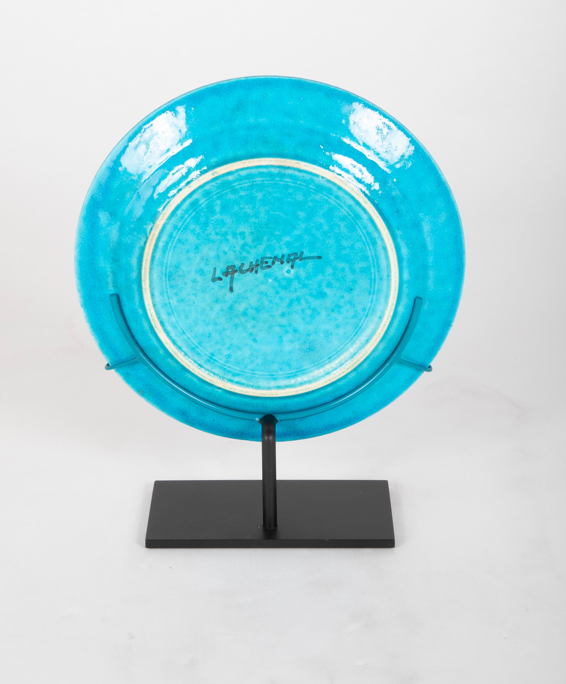 French Brilliant Blue Glazed Charger Designed by La Chenal