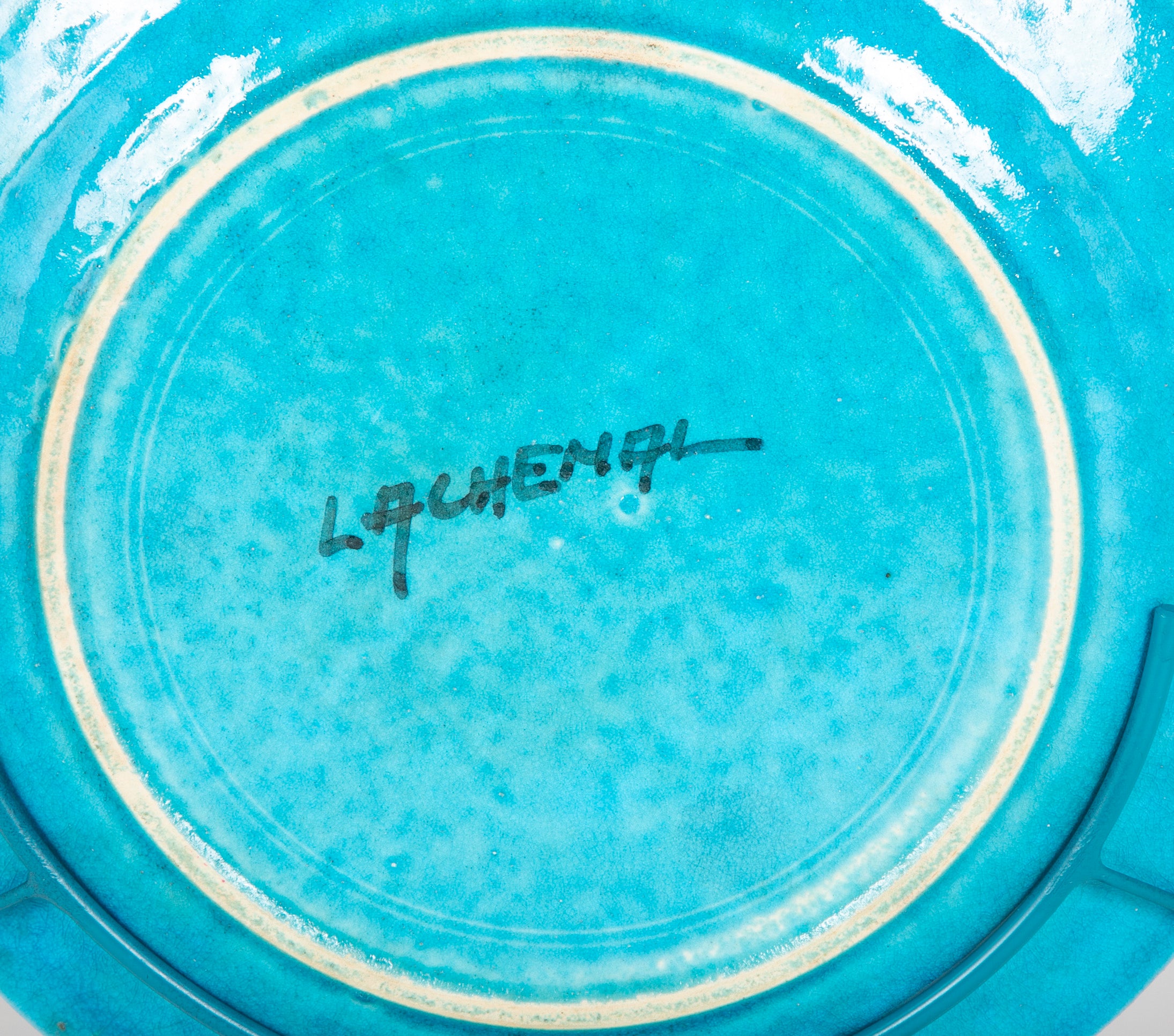 French Brilliant Blue Glazed Charger Designed by La Chenal