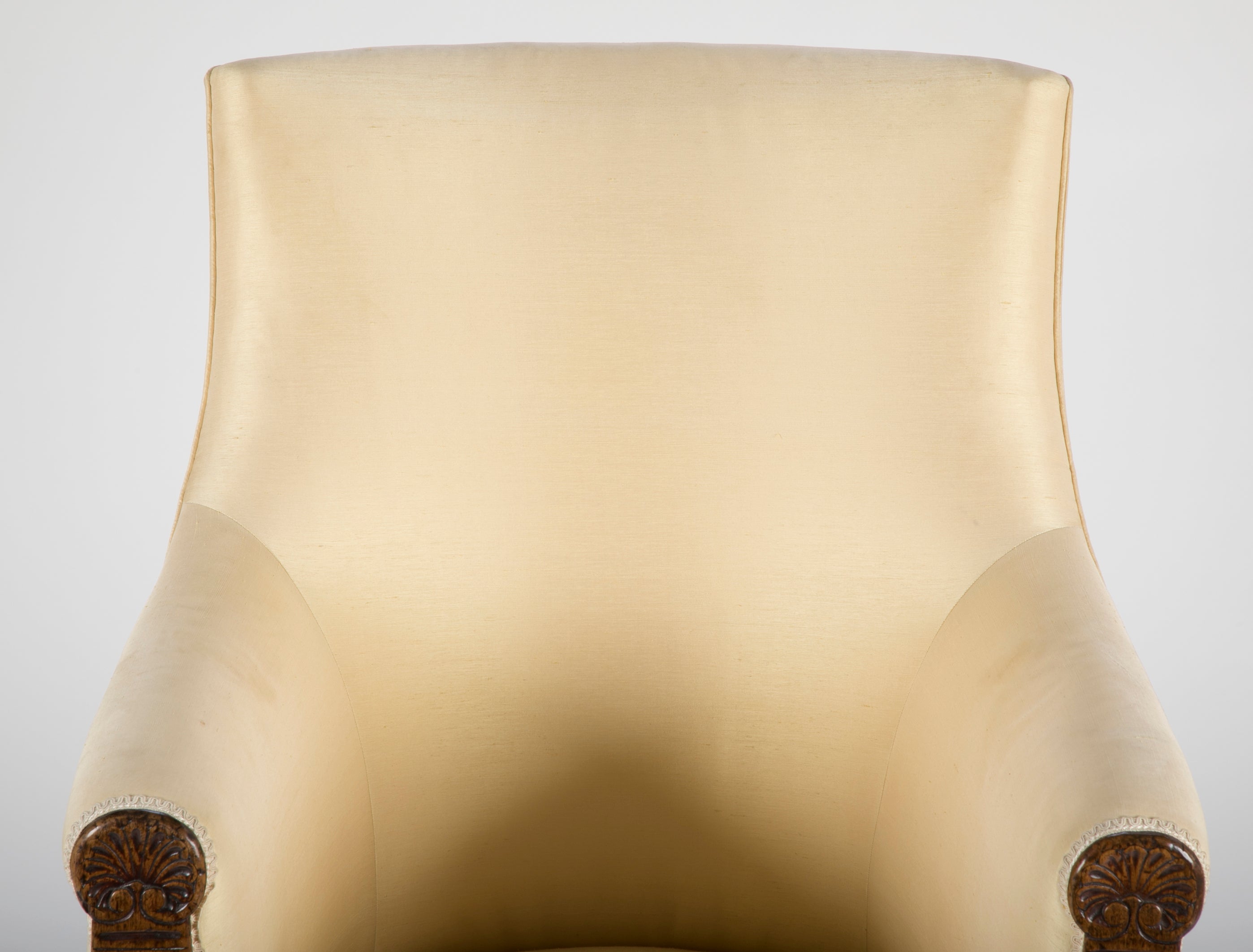 Irish Regency Carved Walnut Armchair
