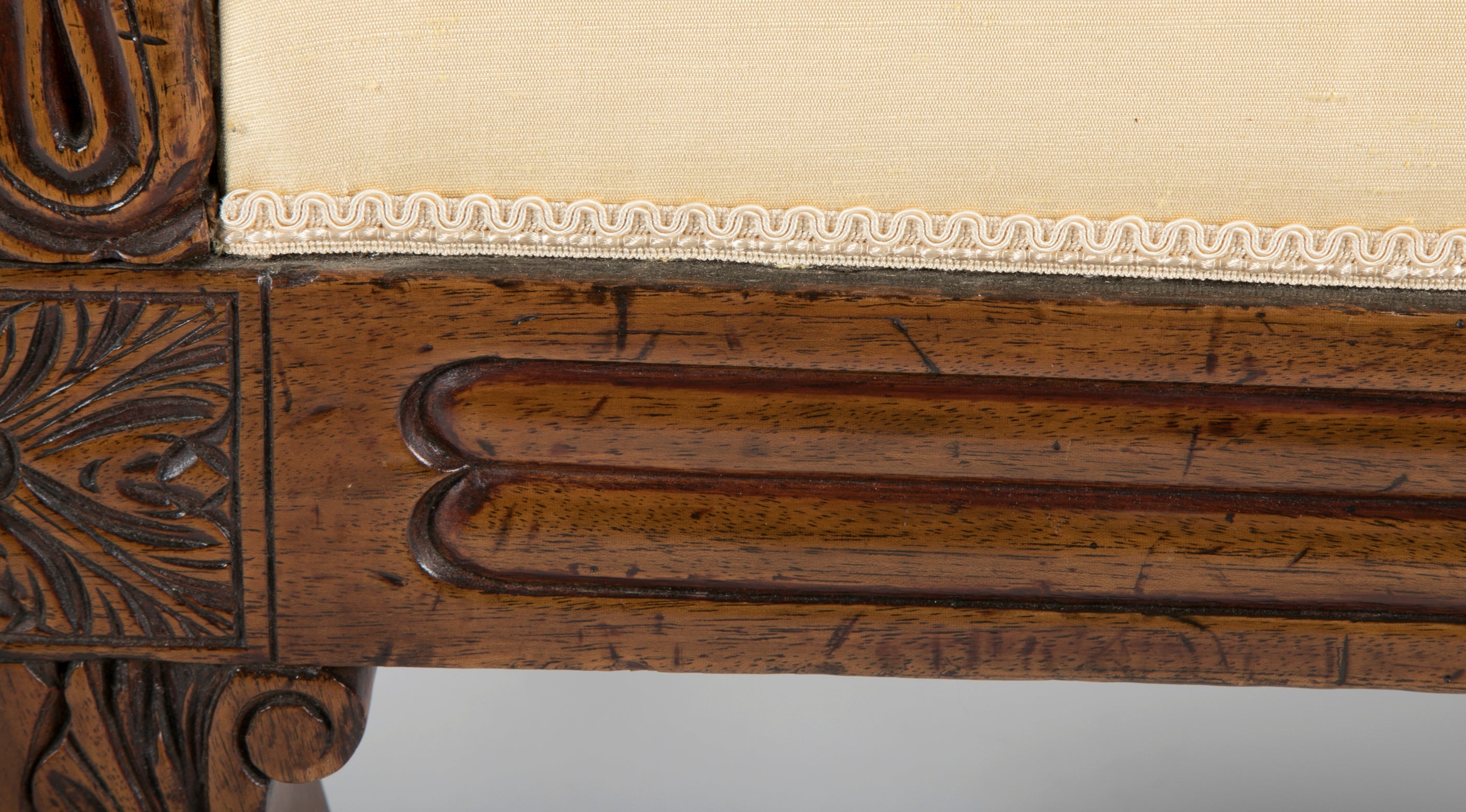 Irish Regency Carved Walnut Armchair