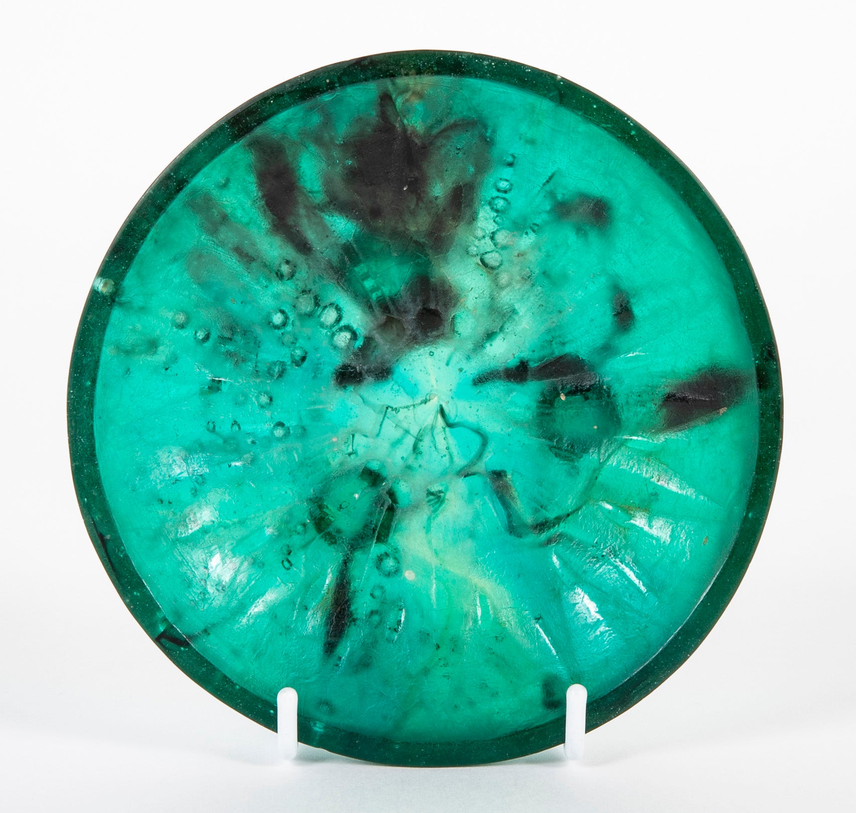 Francois Decorchemont Green Pate de Verre Star Surface Design Glass Dish