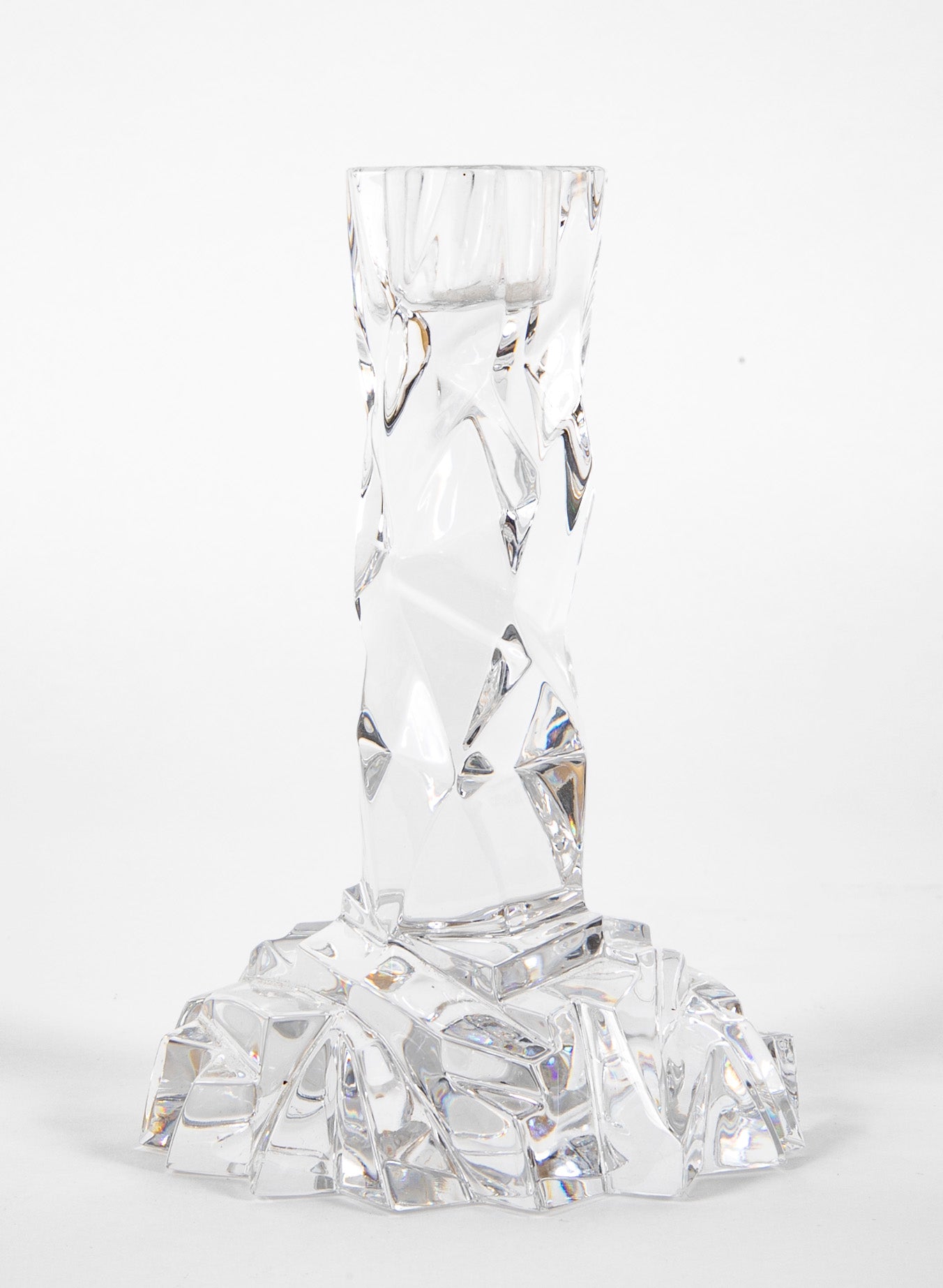 Pair of Tiffany "Rock Cut" Crystal Candlesticks