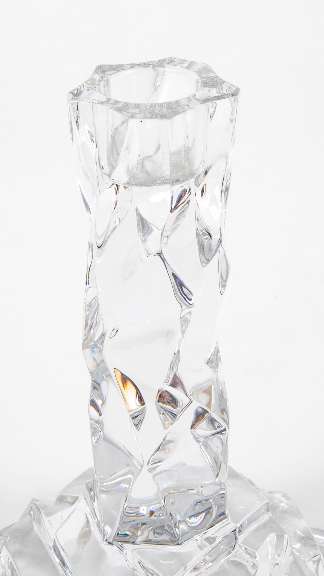 Pair of Tiffany "Rock Cut" Crystal Candlesticks
