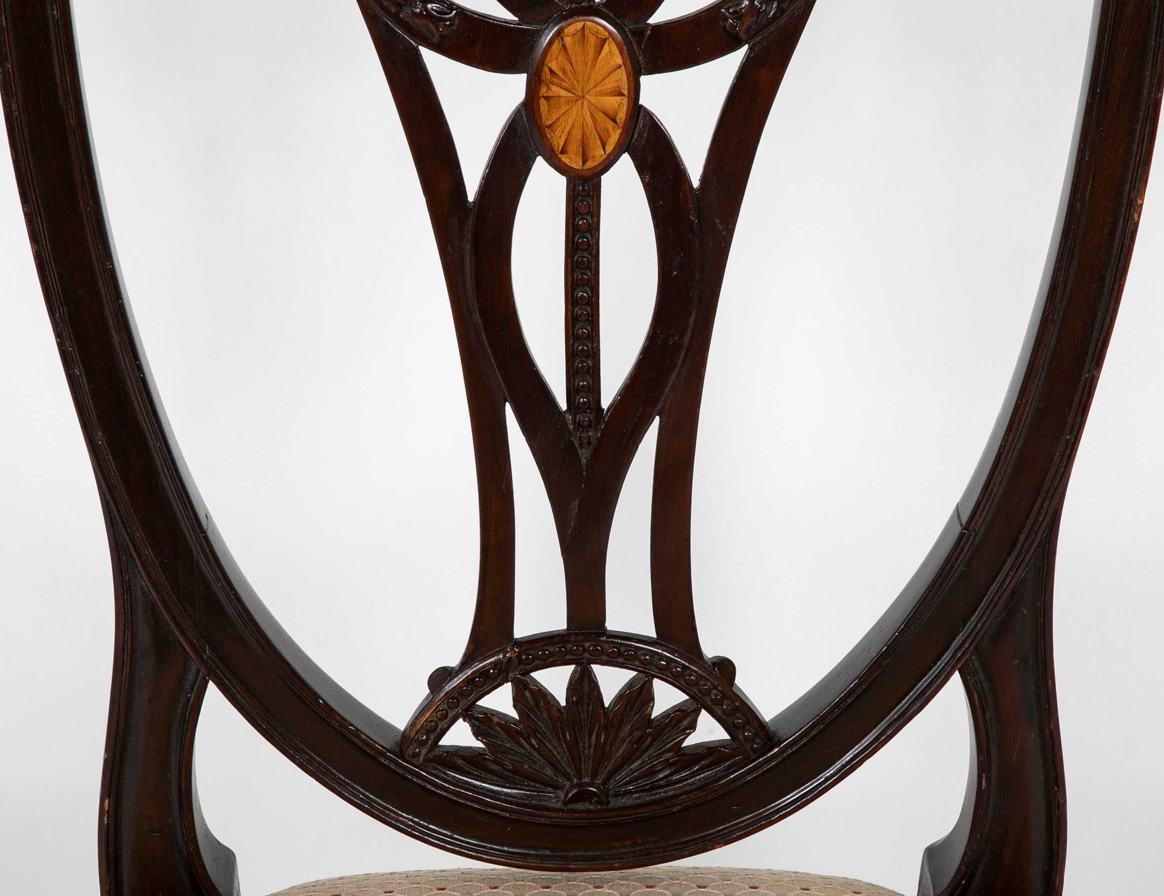 Set of 10 George III Period Shield Back Dining Chairs with Rare Inlay