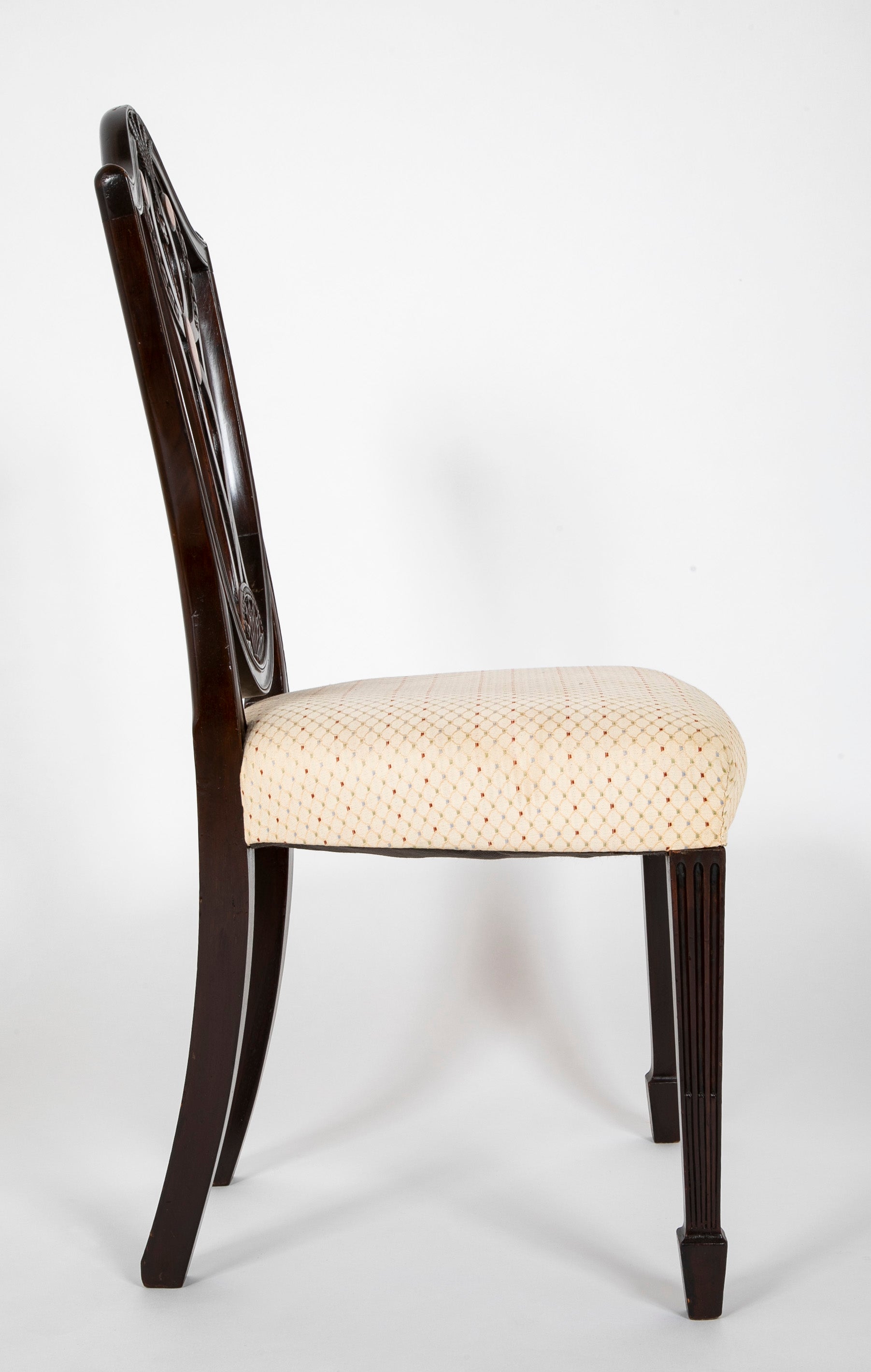 Set of 10 George III Period Shield Back Dining Chairs with Rare Inlay