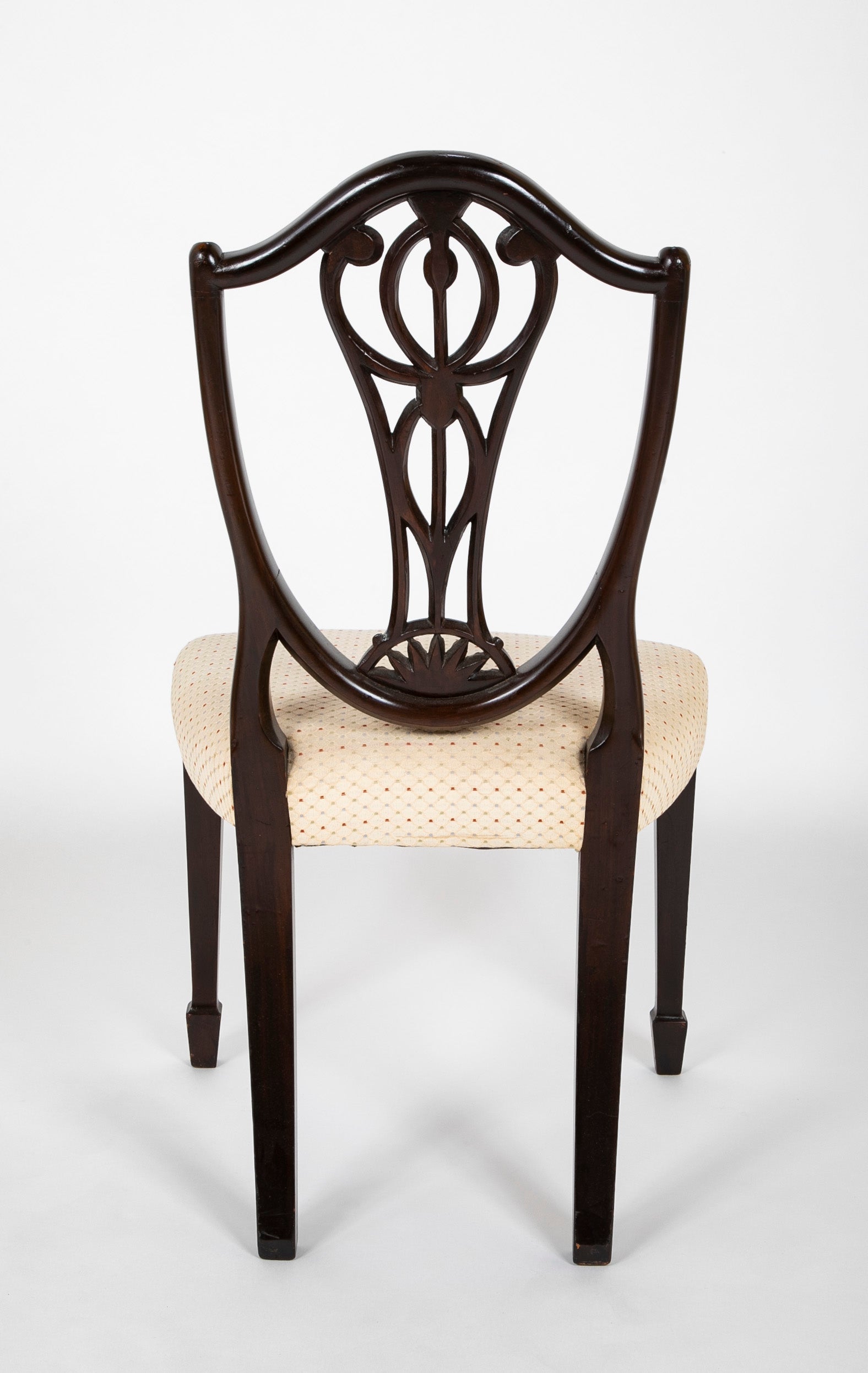 Set of 10 George III Period Shield Back Dining Chairs with Rare Inlay