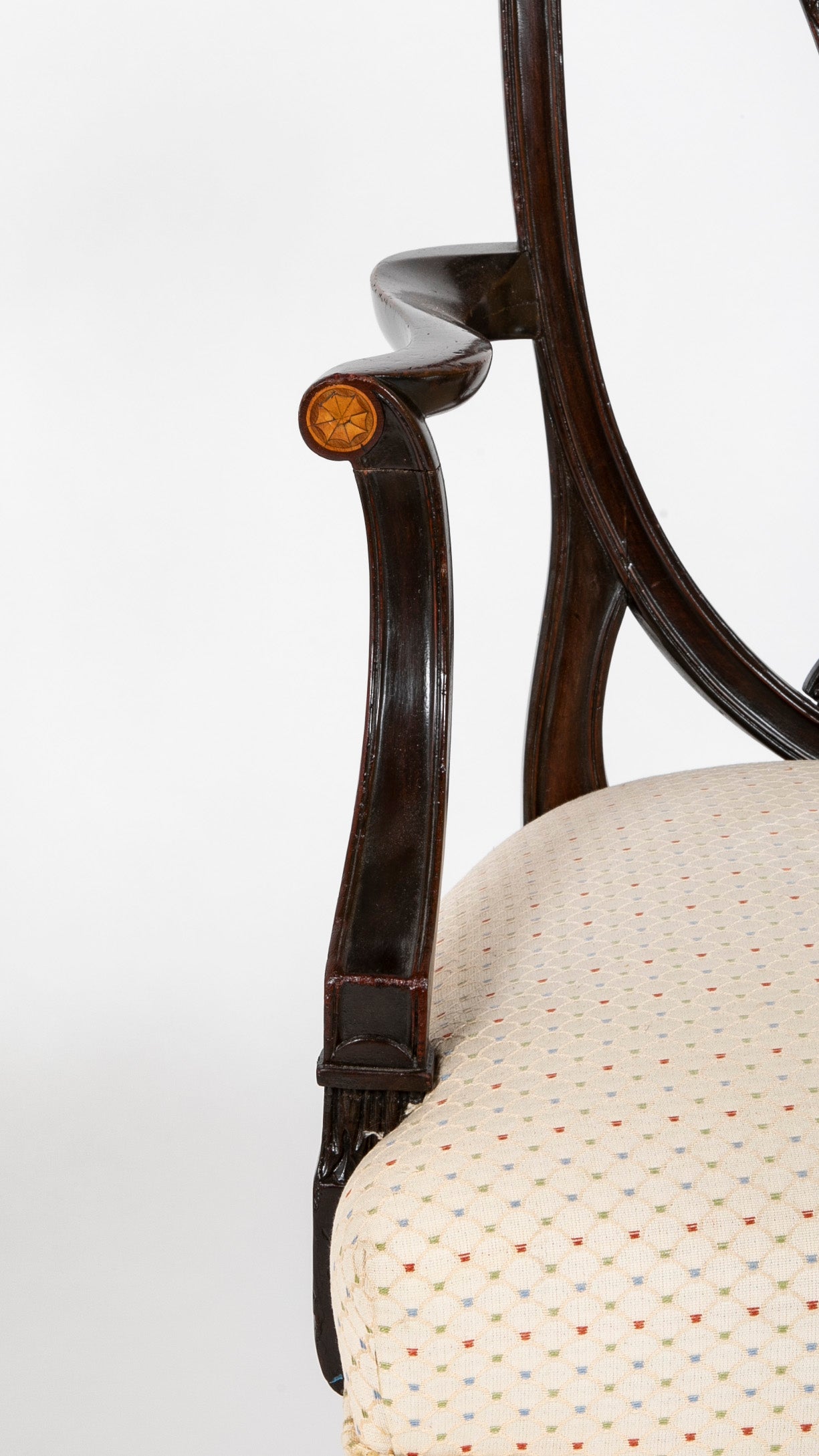 Set of 10 George III Period Shield Back Dining Chairs with Rare Inlay