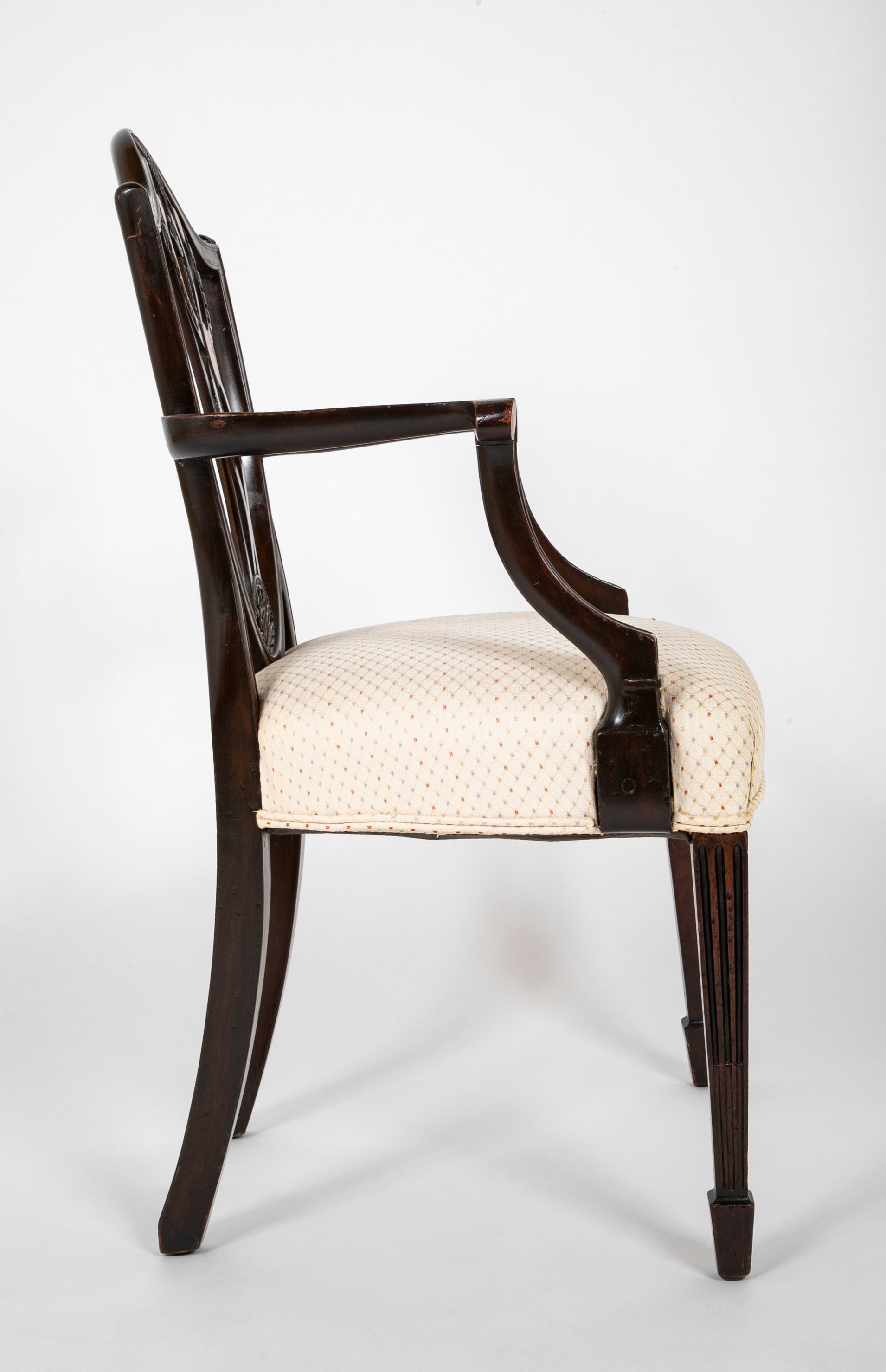 Set of 10 George III Period Shield Back Dining Chairs with Rare Inlay