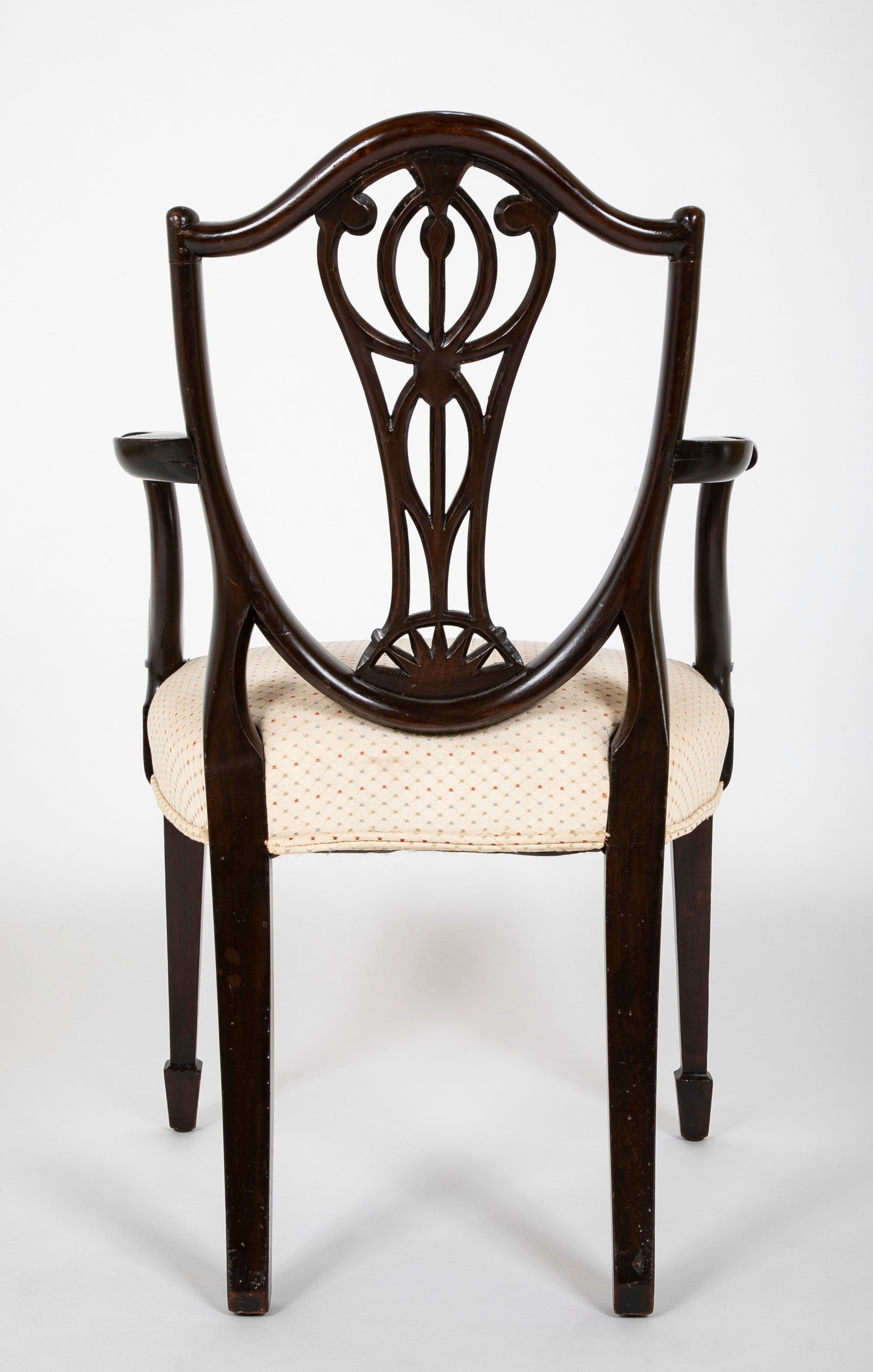 Set of 10 George III Period Shield Back Dining Chairs with Rare Inlay