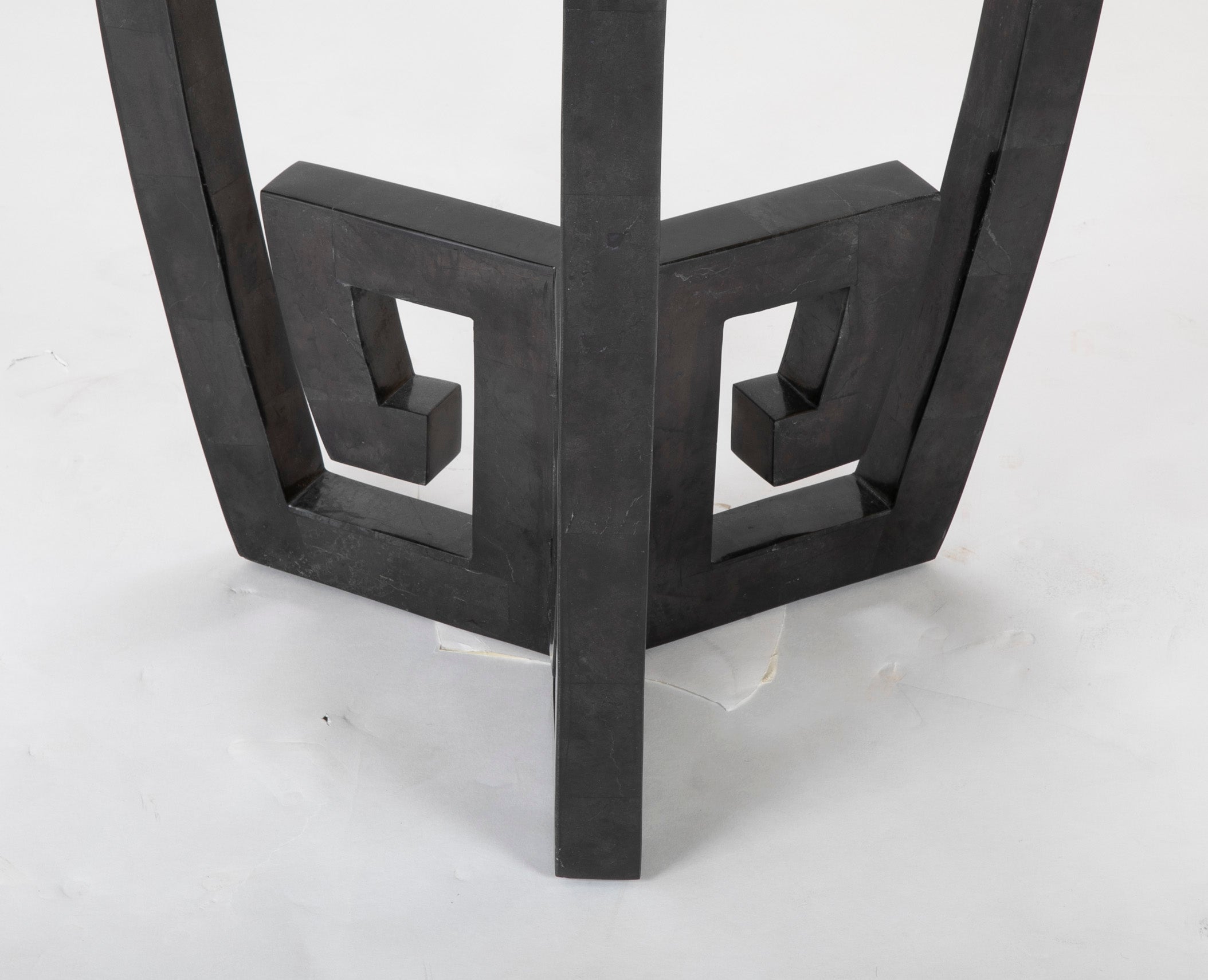 Black Round Table with Tessellated Marble
