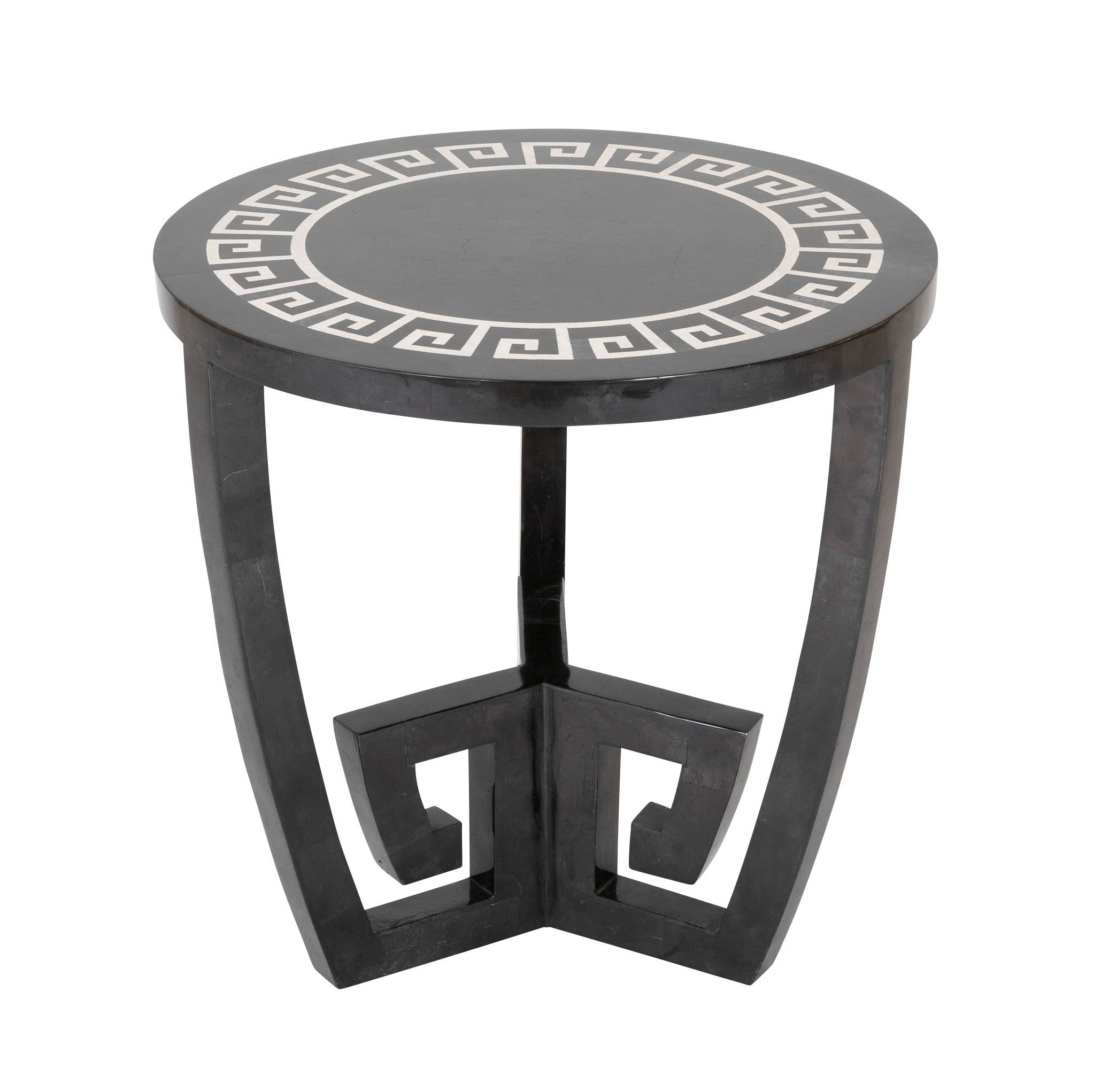 Black Round Table with Tessellated Marble