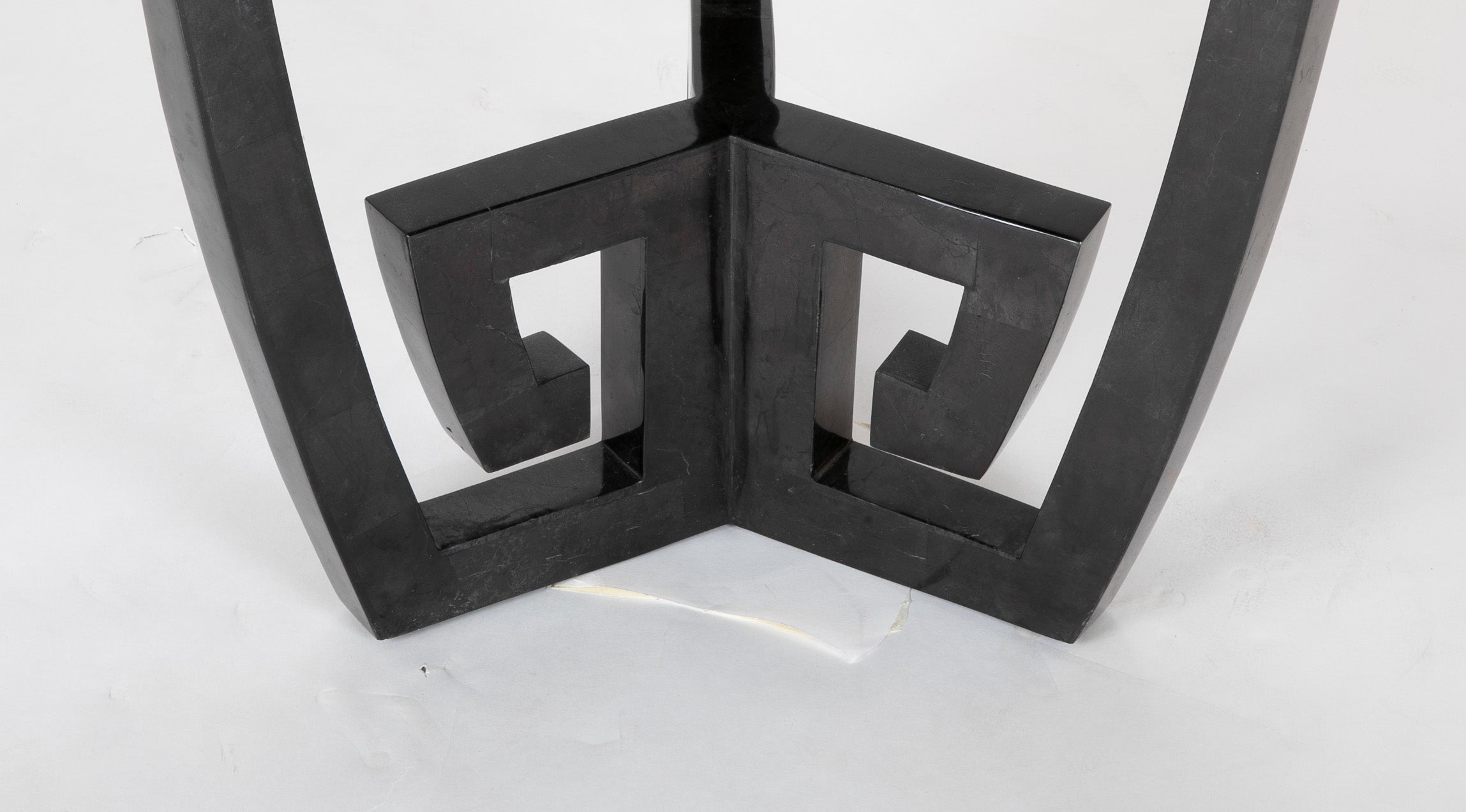 Black Round Table with Tessellated Marble