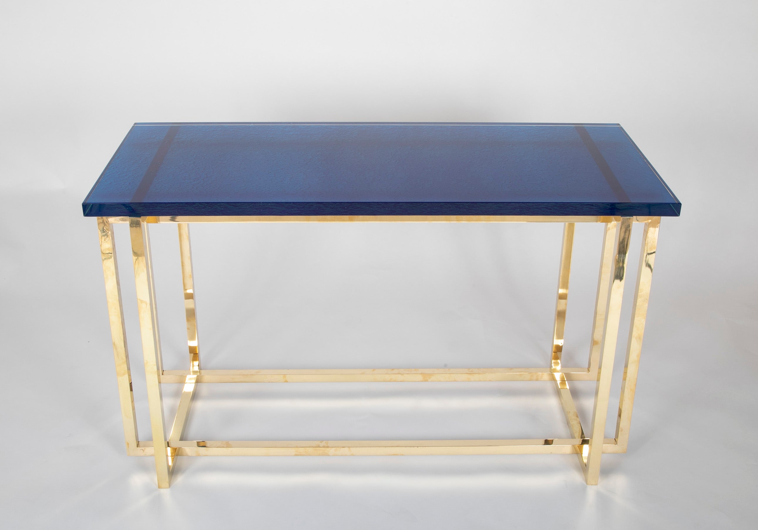 Romeo Rega Brass Console Table with Custom Top