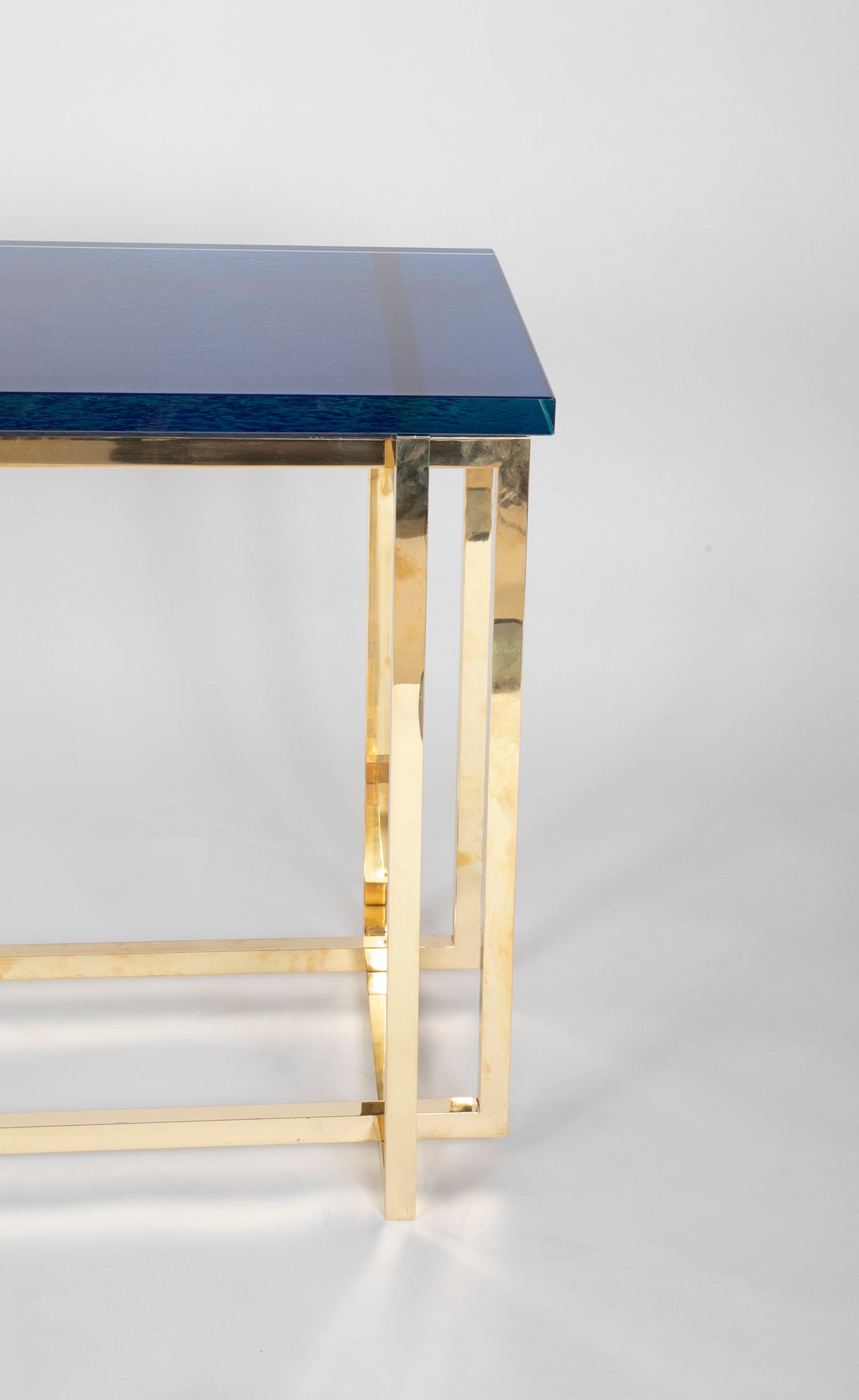 Romeo Rega Brass Console Table with Custom Top