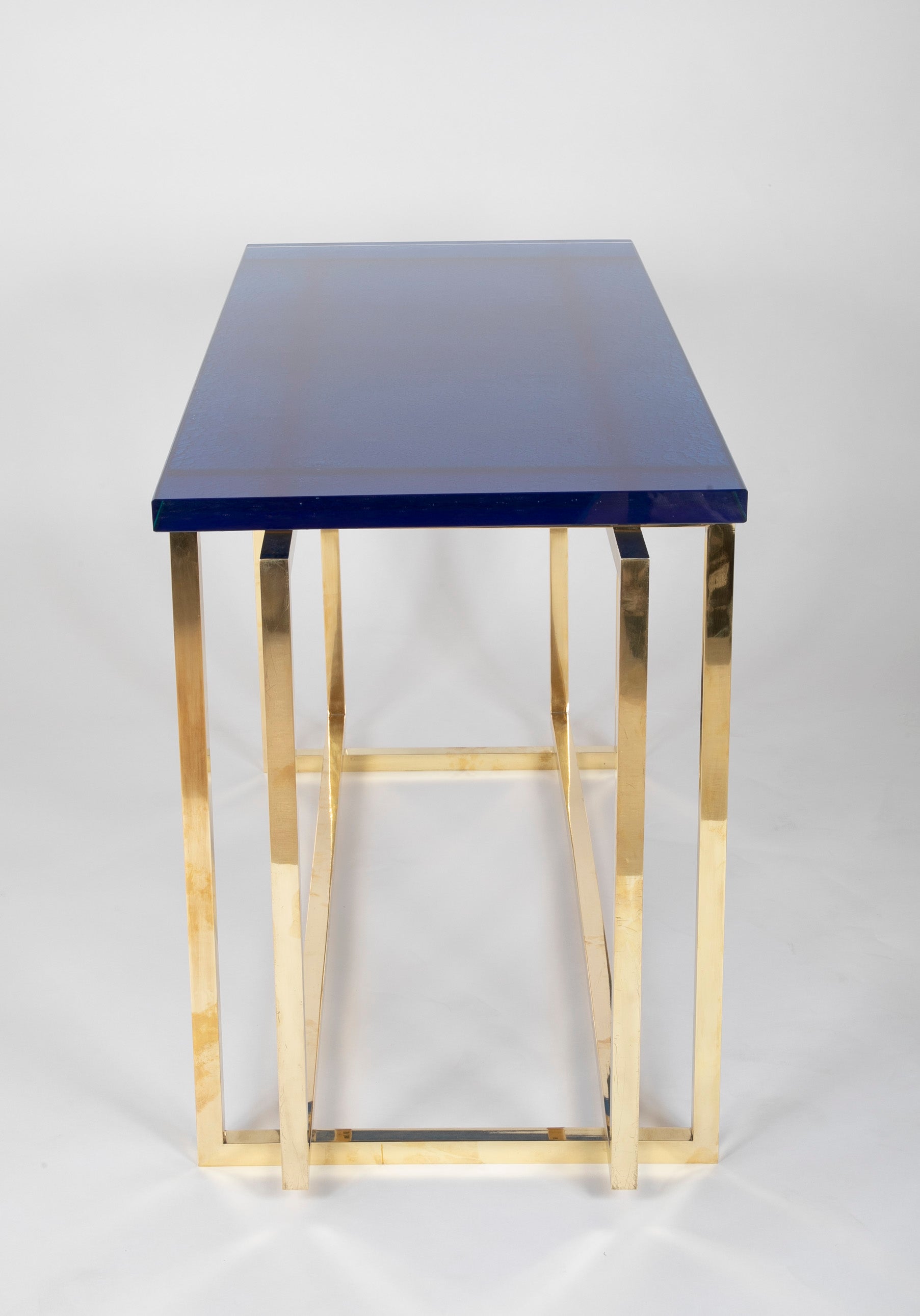 Romeo Rega Brass Console Table with Custom Top
