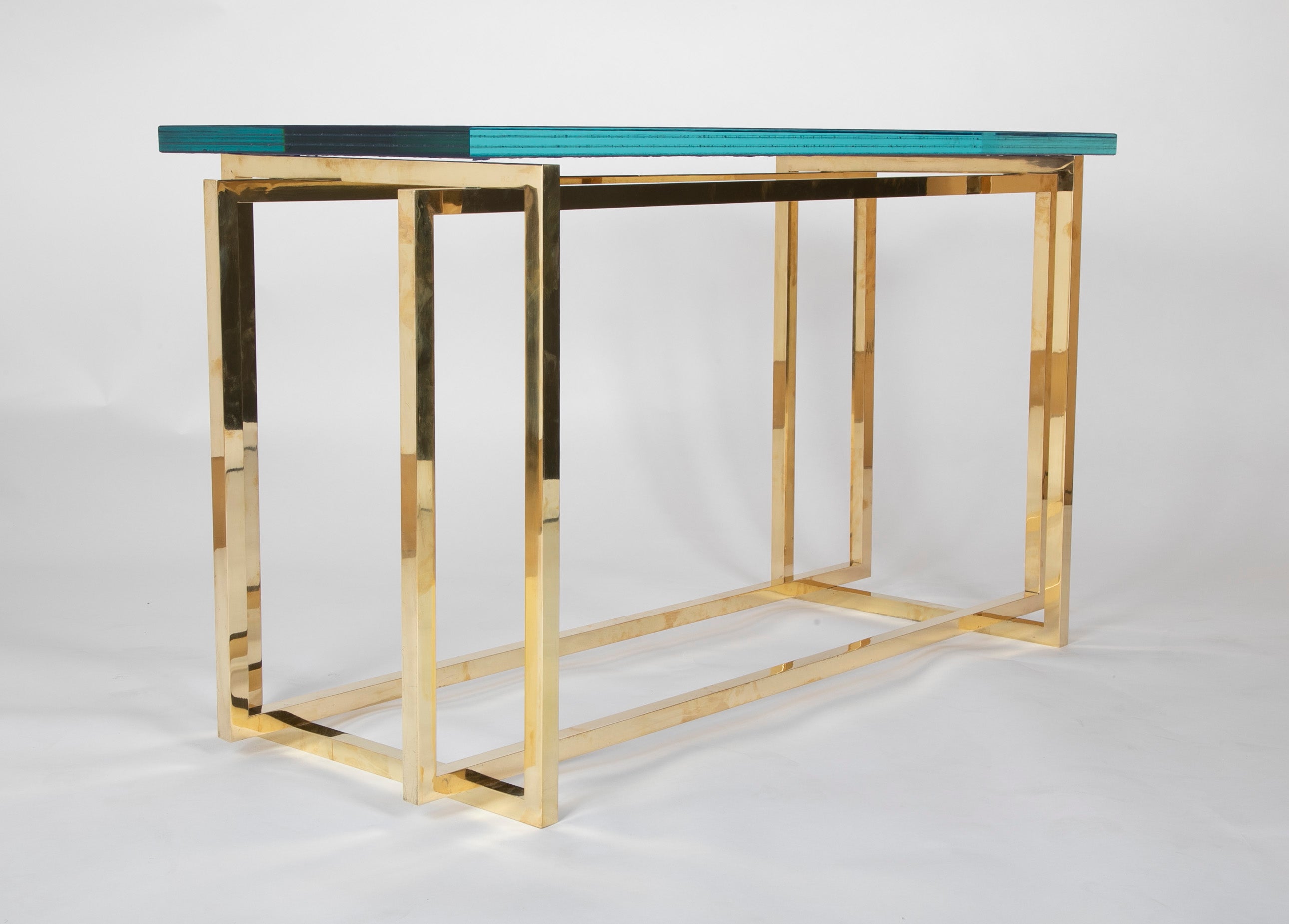 Romeo Rega Brass Console Table with Custom Top