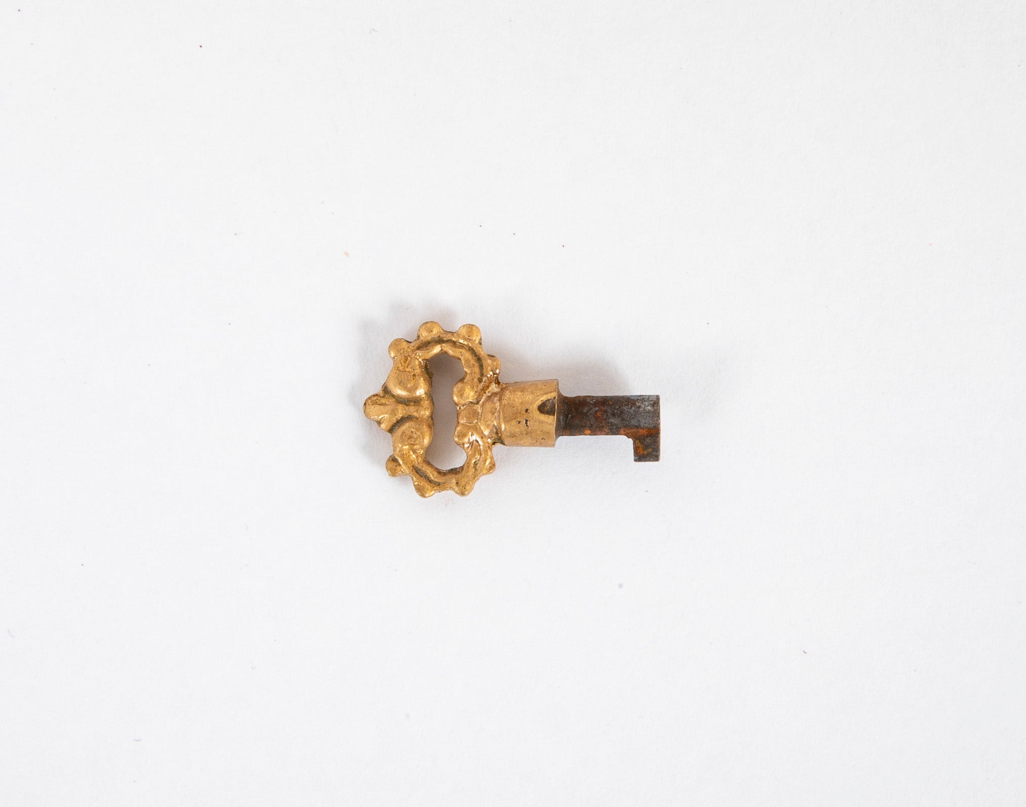 Antique Clear Cut Crystal Box with Bronze Mounts & Key