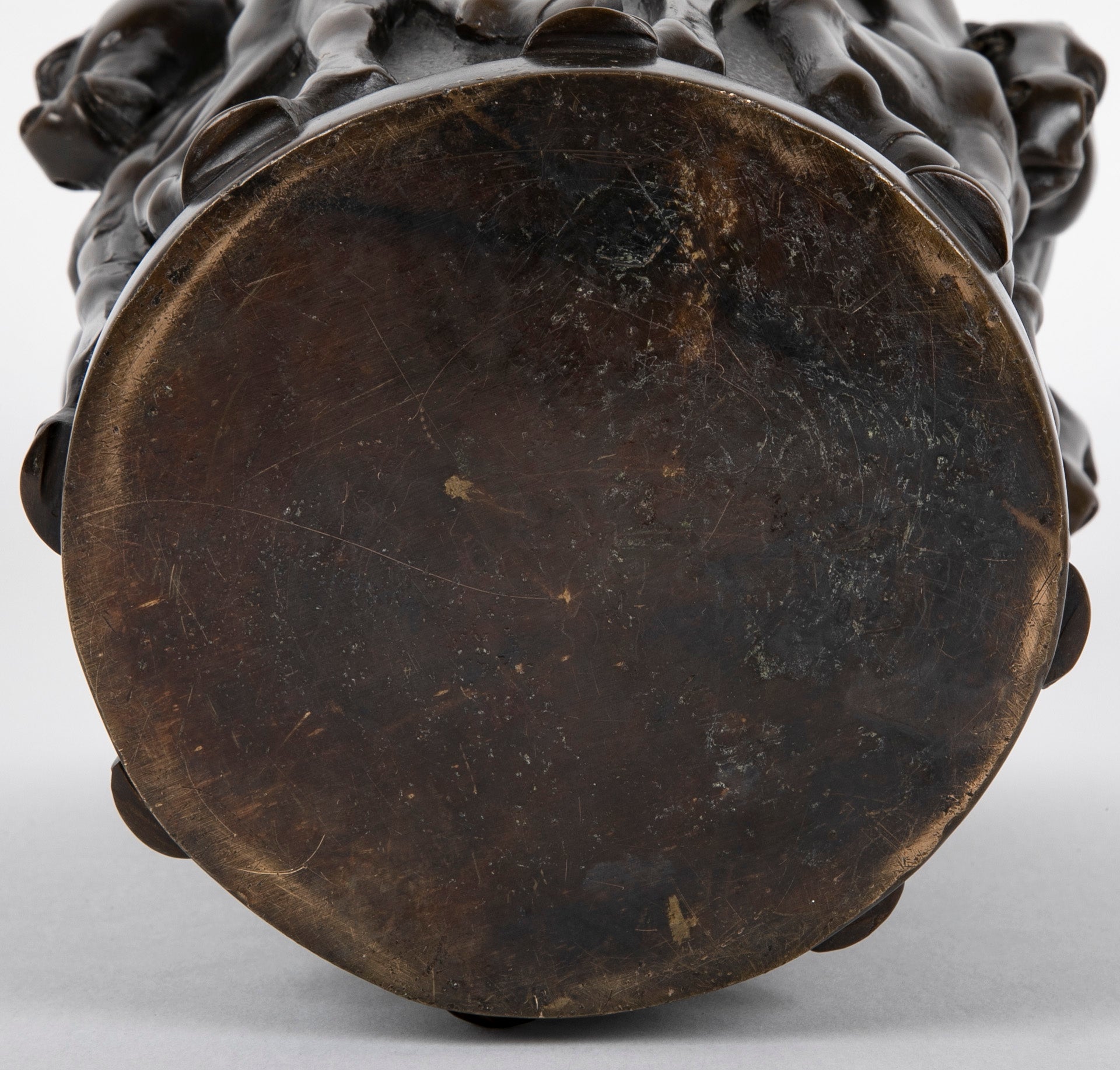 A 20th Century Bronze Molded Vase with Horses' Heads & Forequarters