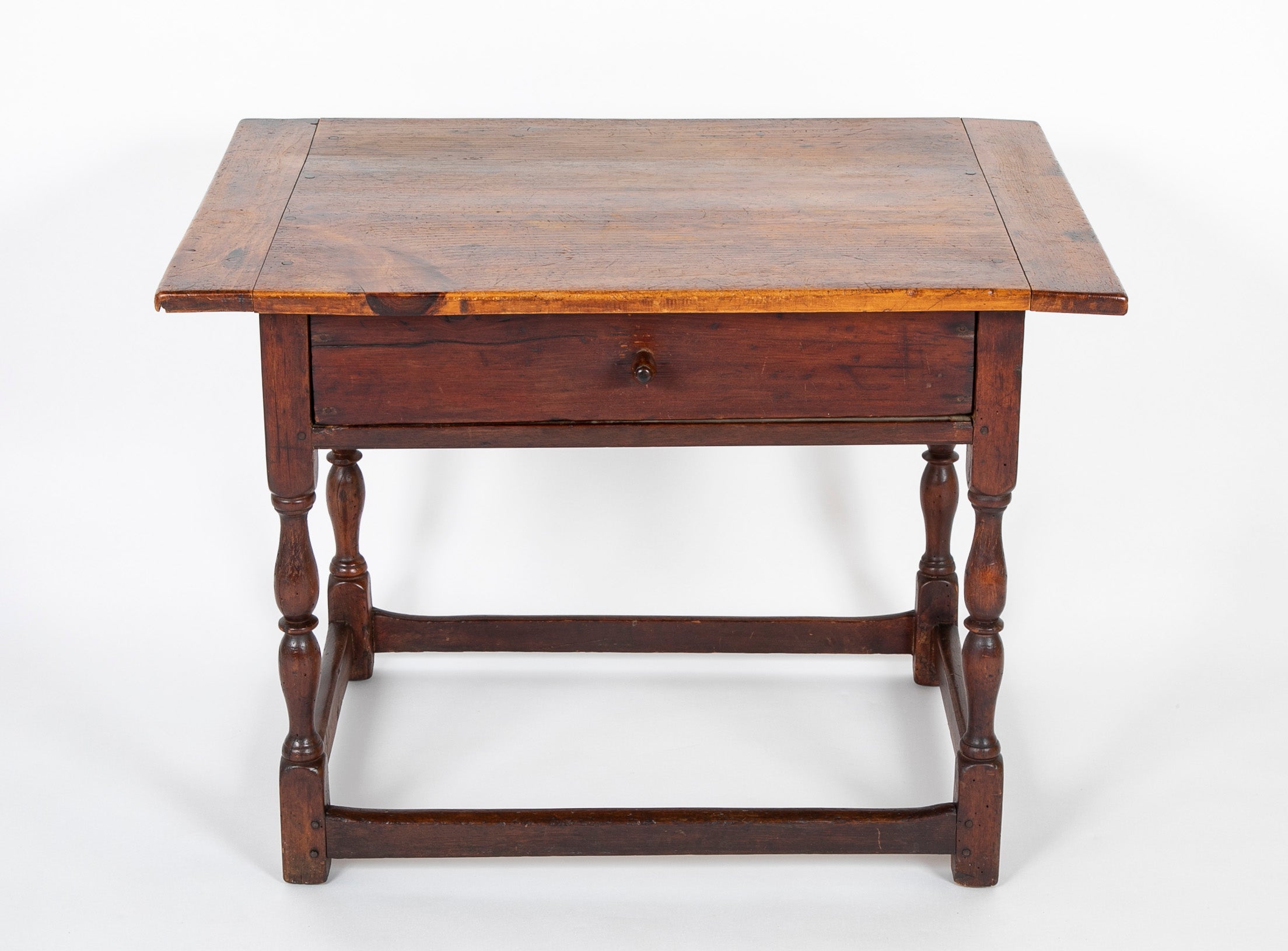 Early 18th Century Scrubbed Pine Top Tavern Table with Old Stain Base