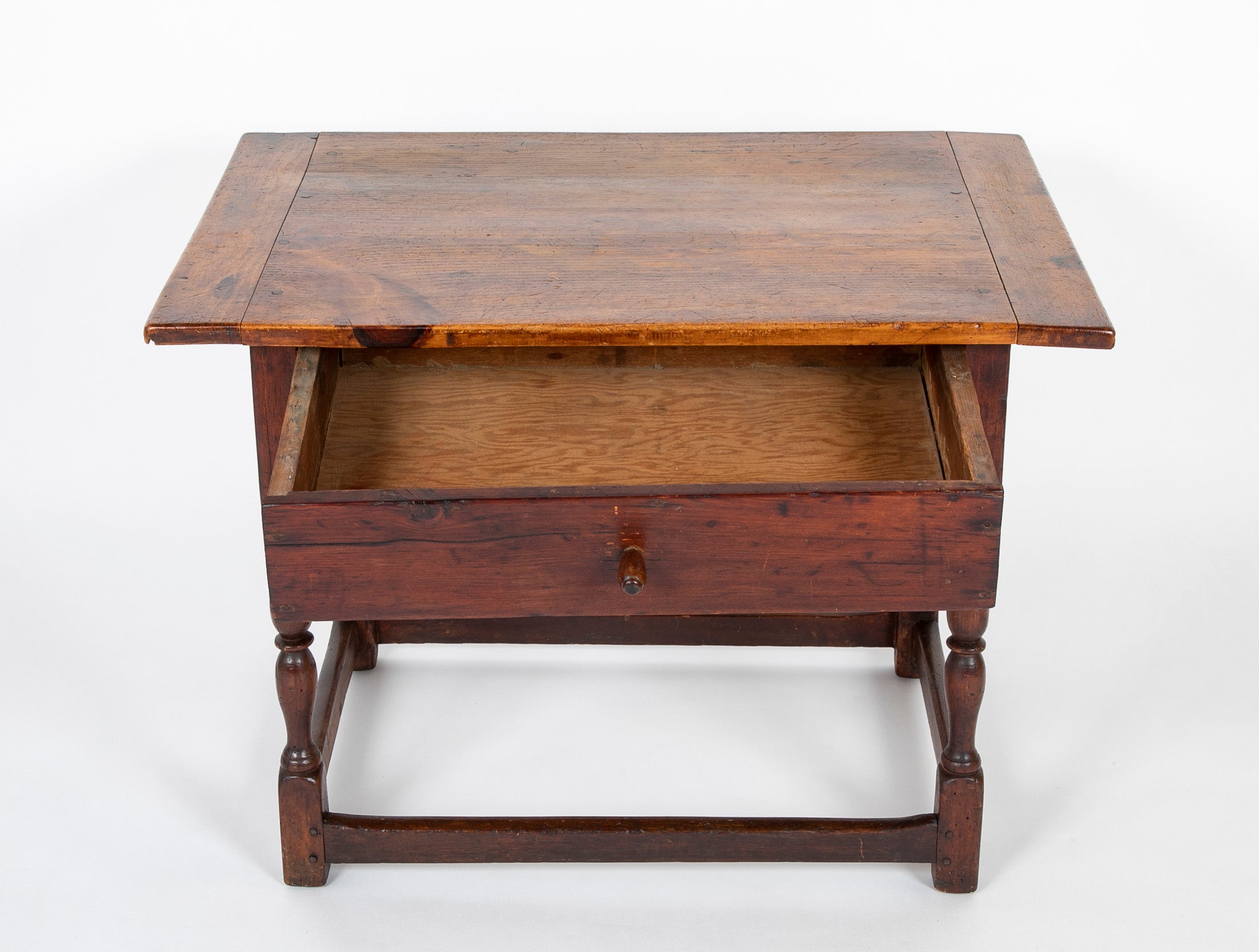 Early 18th Century Scrubbed Pine Top Tavern Table with Old Stain Base