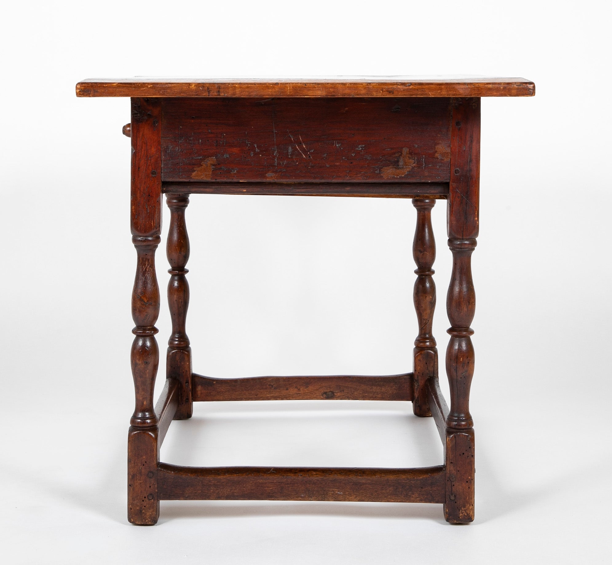Early 18th Century Scrubbed Pine Top Tavern Table with Old Stain Base