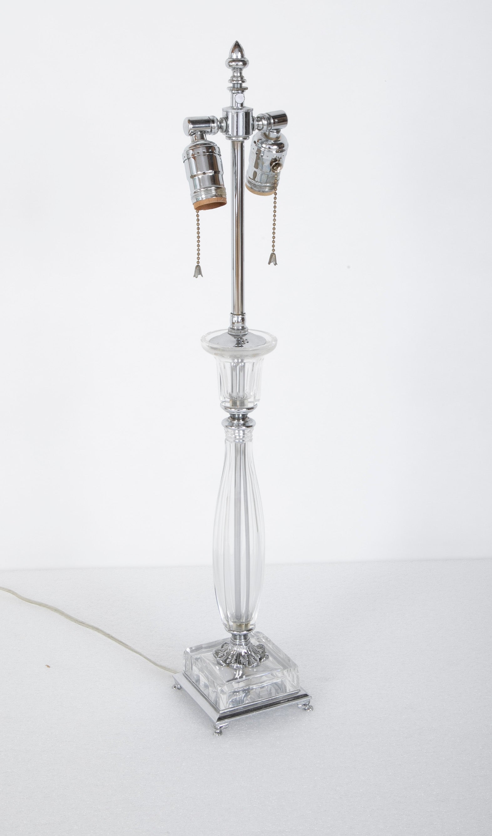 A Pair of Fine Quality Crystal Candlestick Lamps