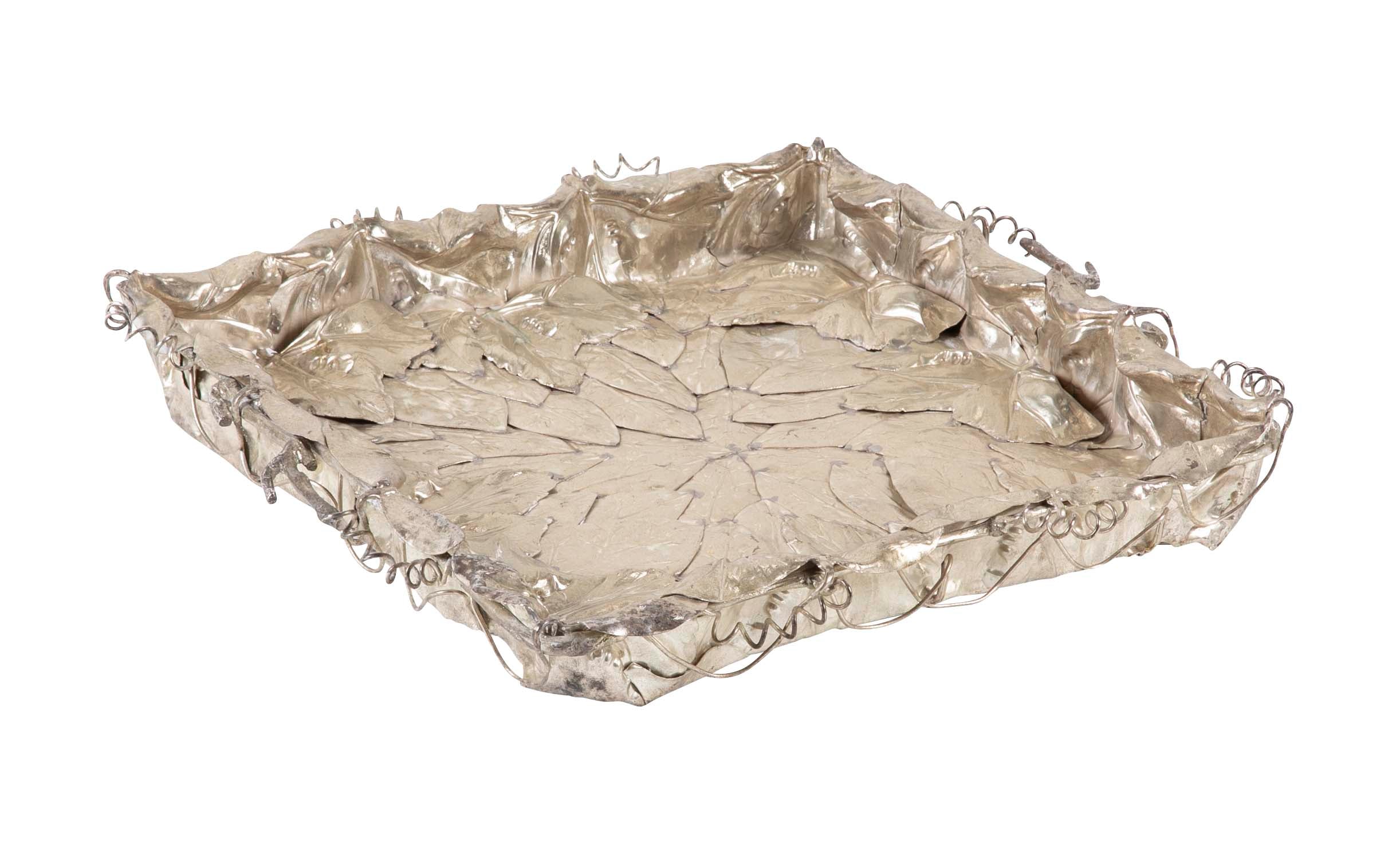 Franco Lapini Italian Silver Plate Tray with Applied Leaves & Vines