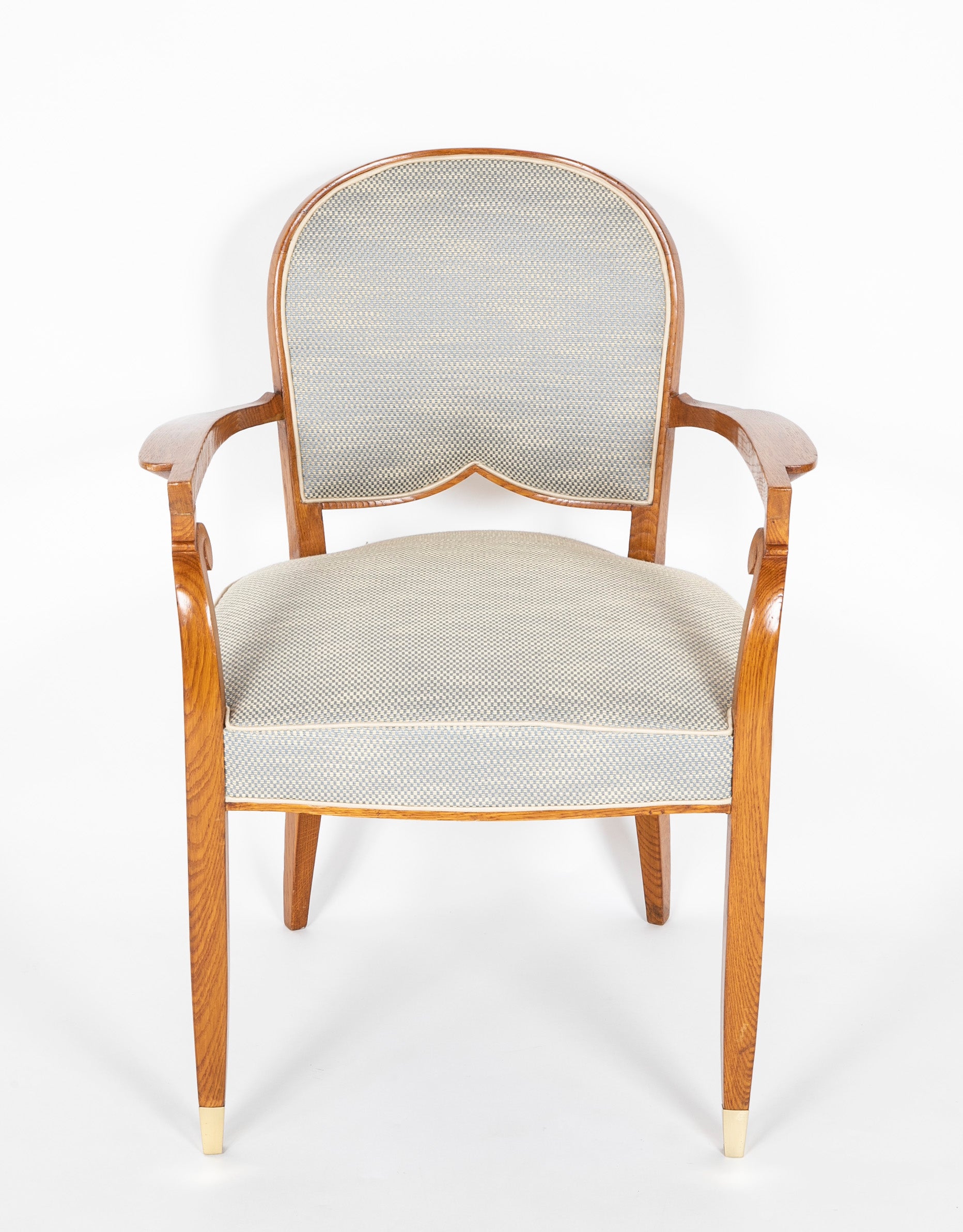 Pair if French Walnut Open Armchairs by Jules Leleu