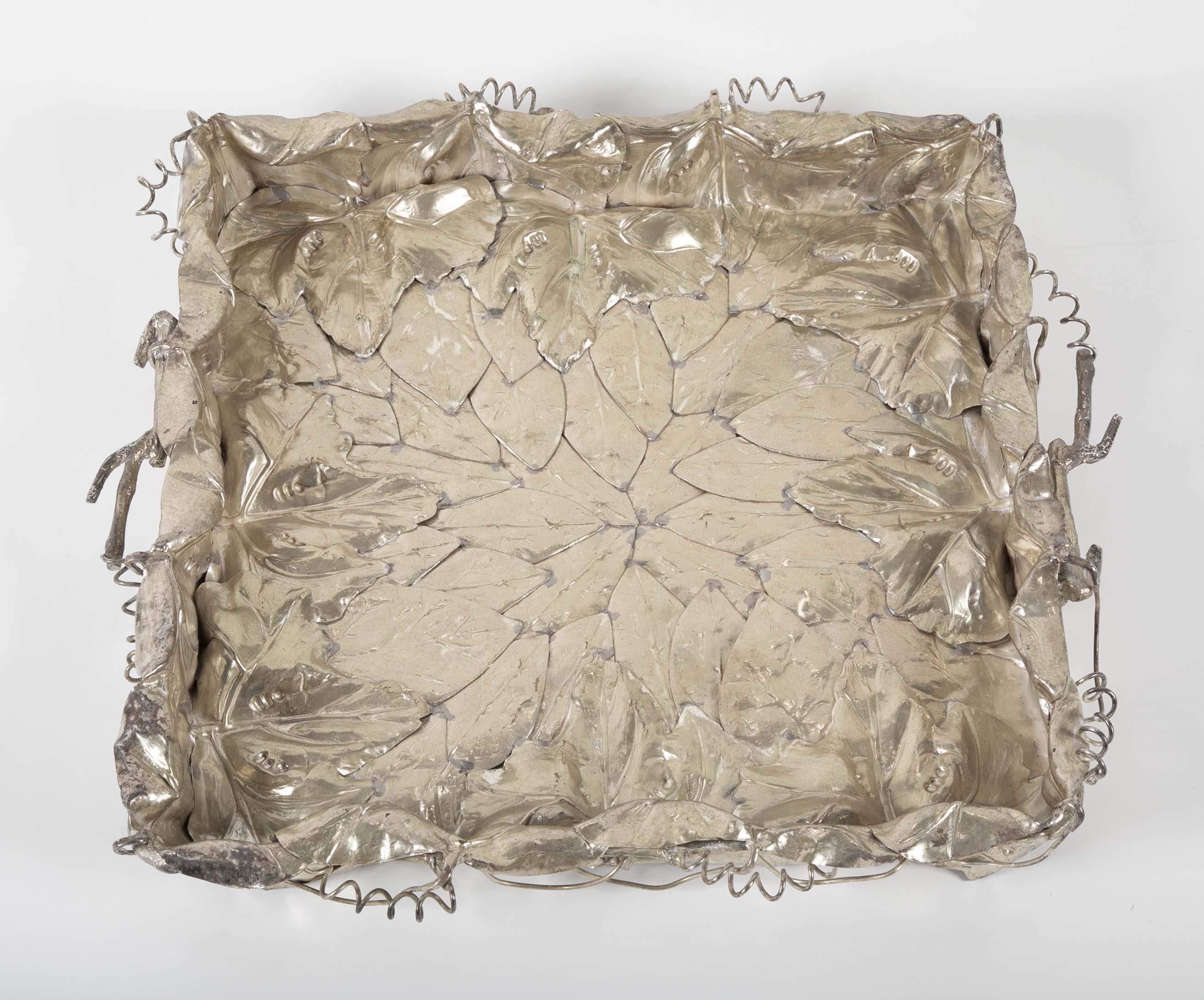 Franco Lapini Italian Silver Plate Tray with Applied Leaves & Vines