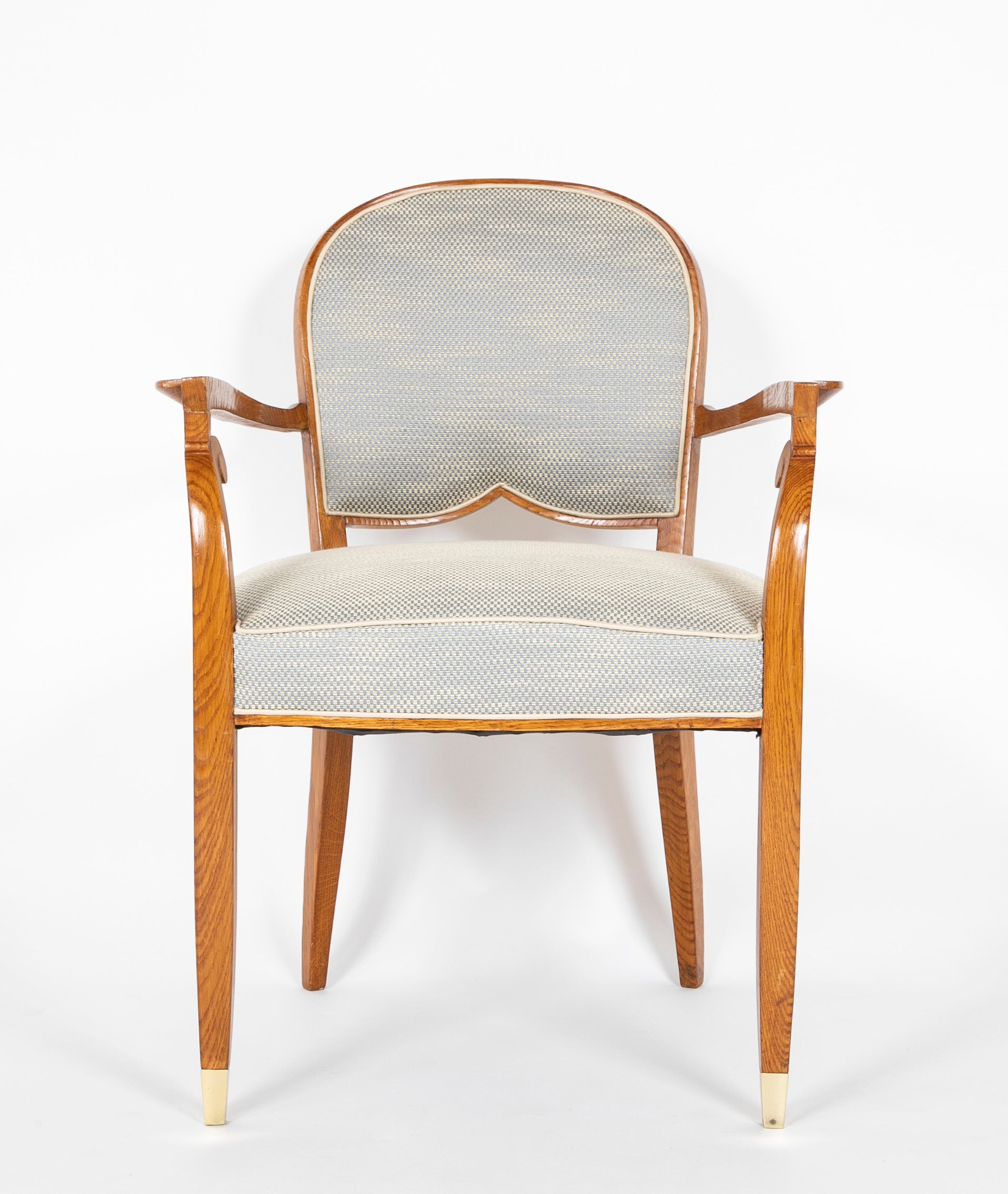 Pair if French Walnut Open Armchairs by Jules Leleu