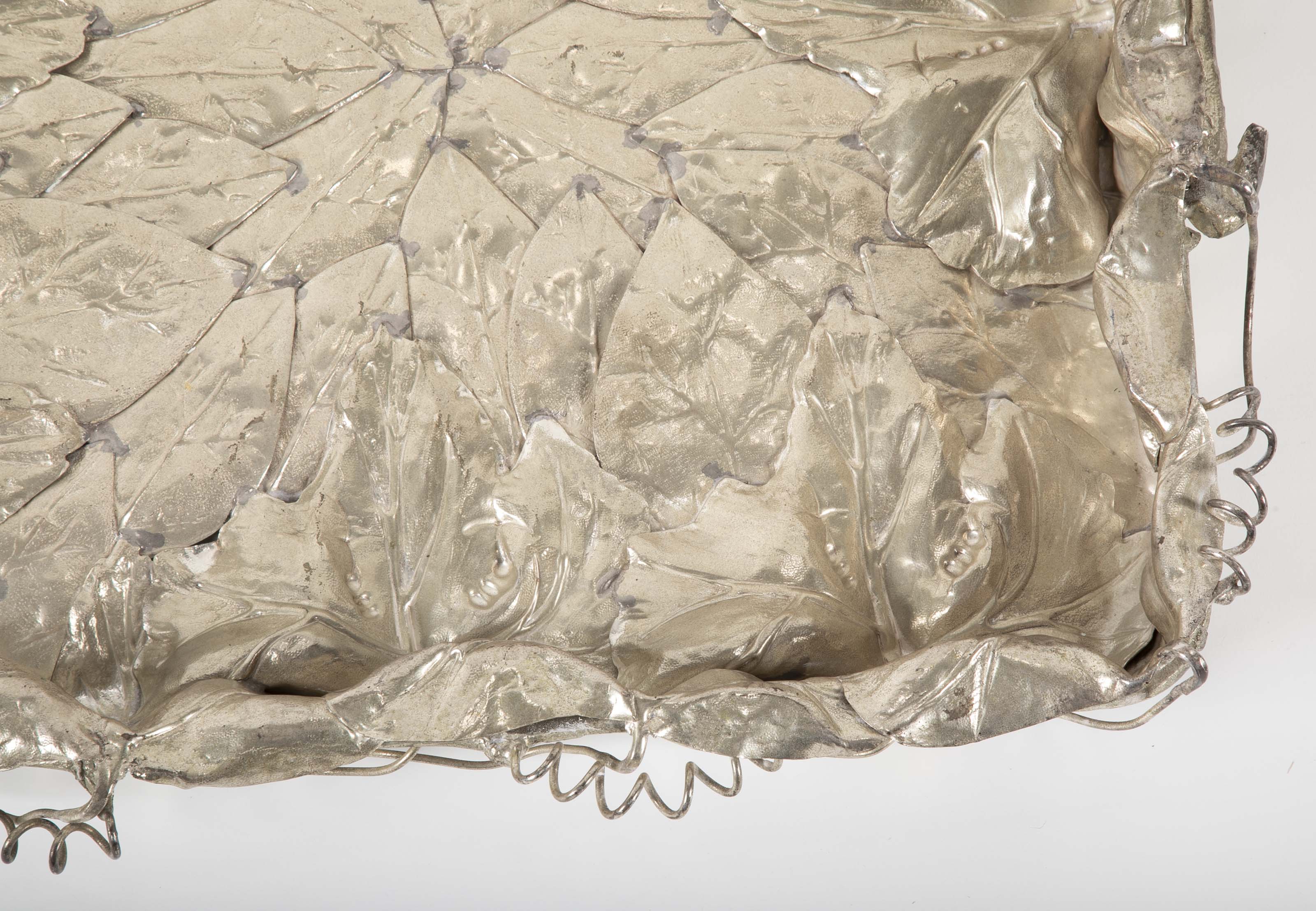 Franco Lapini Italian Silver Plate Tray with Applied Leaves & Vines