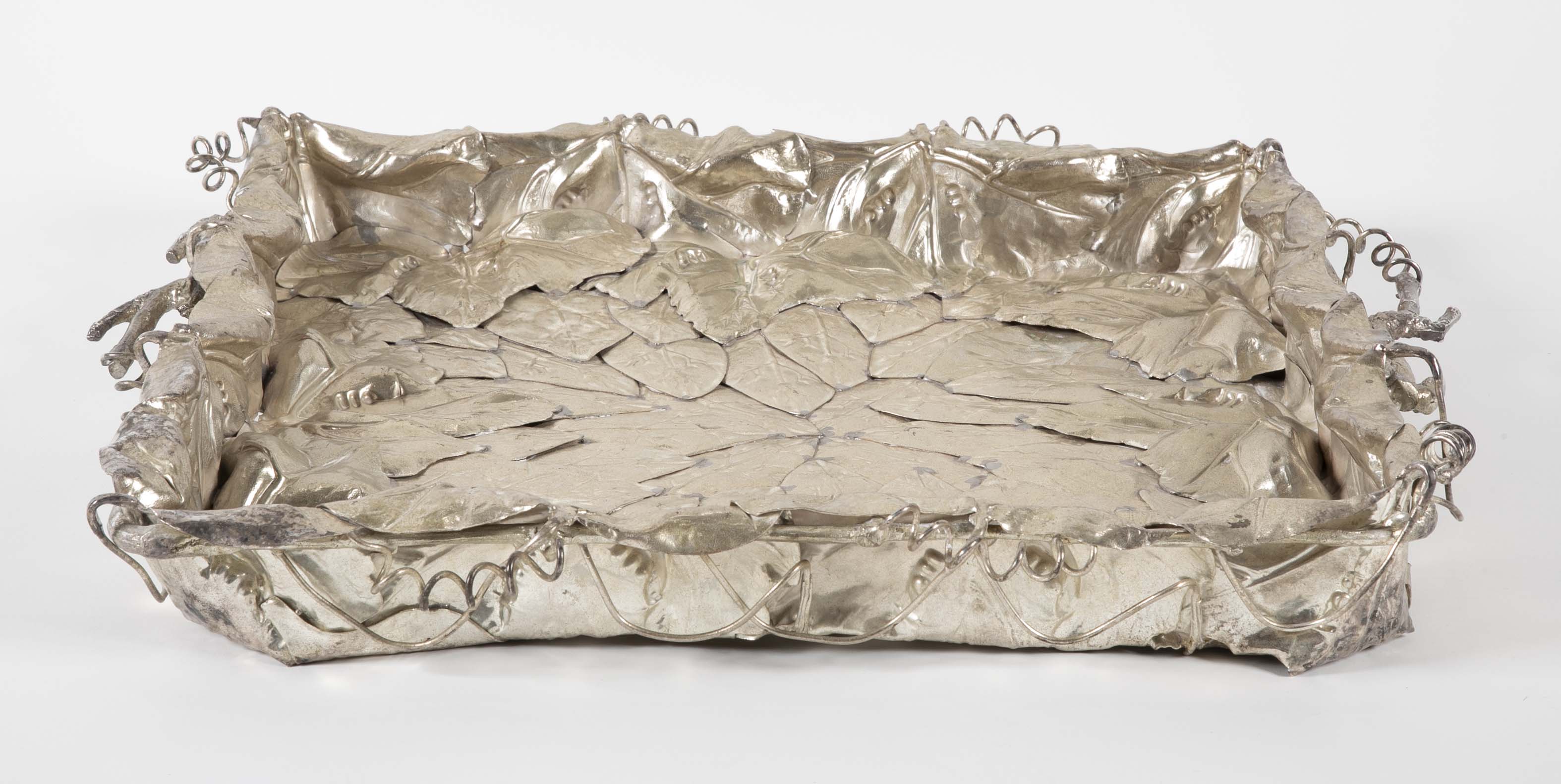 Franco Lapini Italian Silver Plate Tray with Applied Leaves & Vines