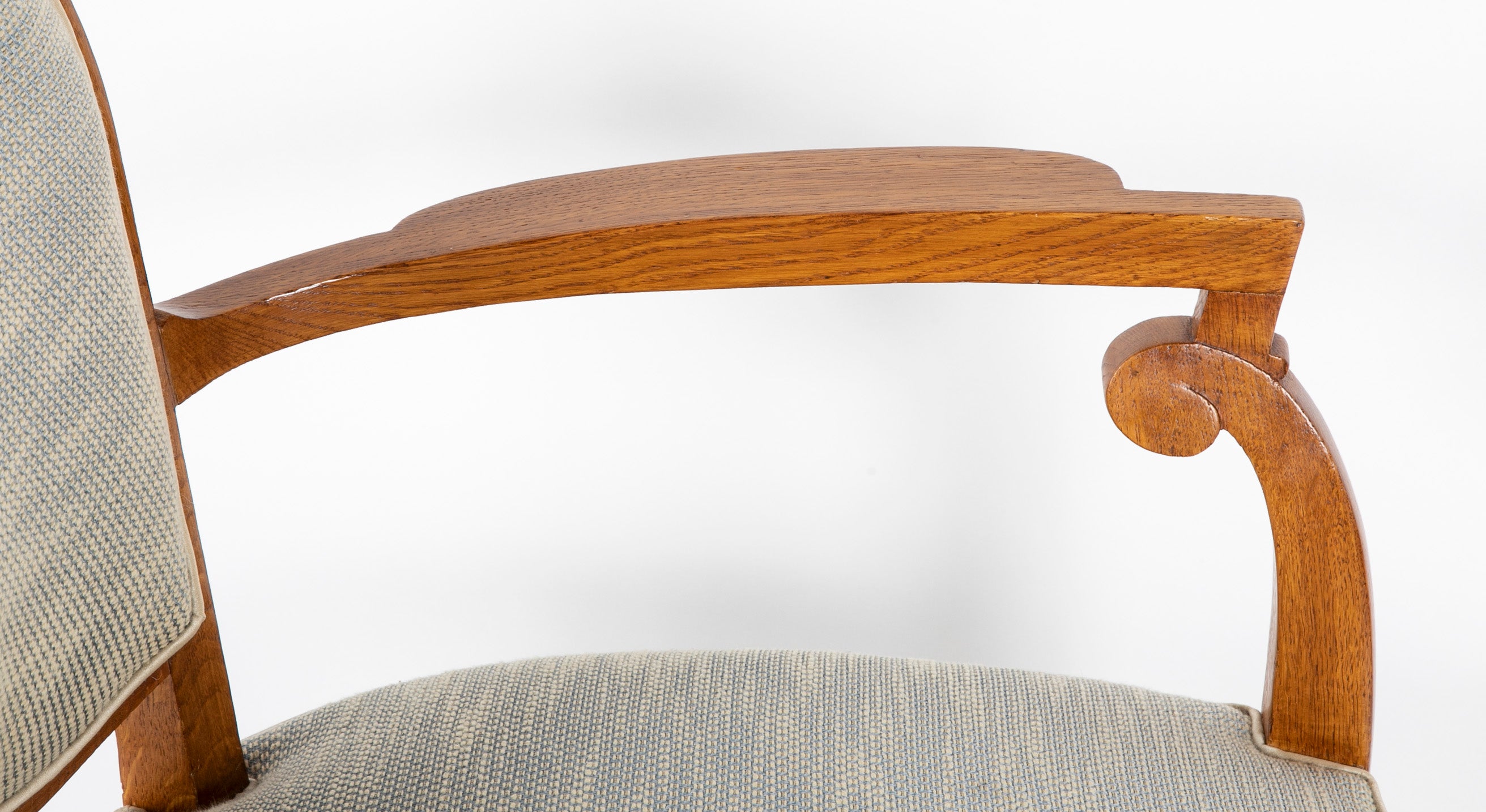 Pair if French Walnut Open Armchairs by Jules Leleu