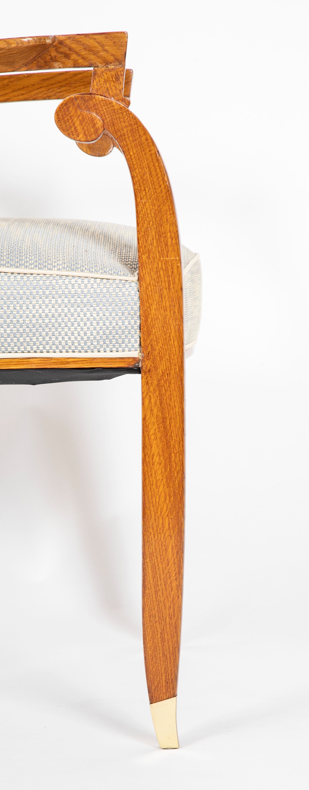 Pair if French Walnut Open Armchairs by Jules Leleu