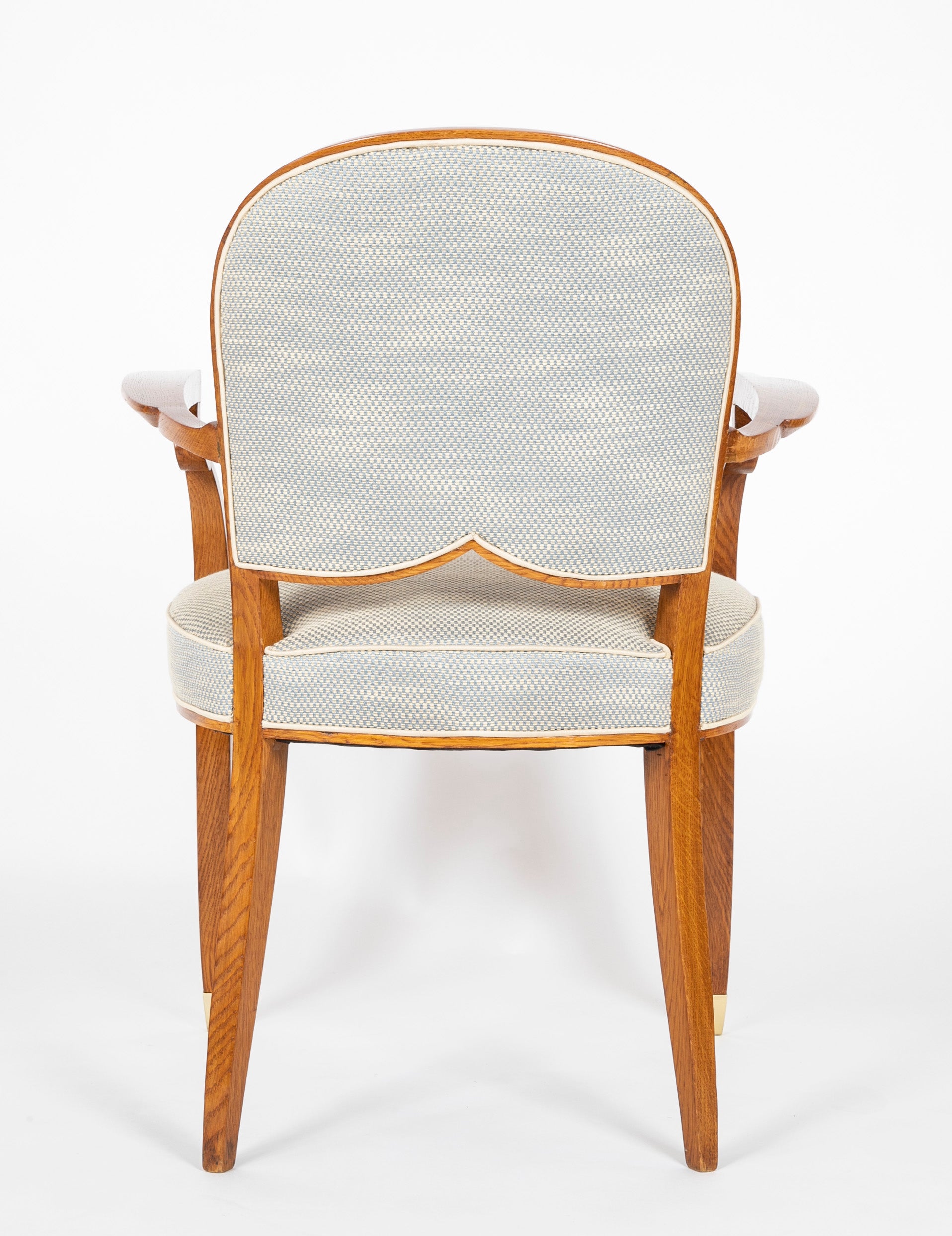 Pair if French Walnut Open Armchairs by Jules Leleu