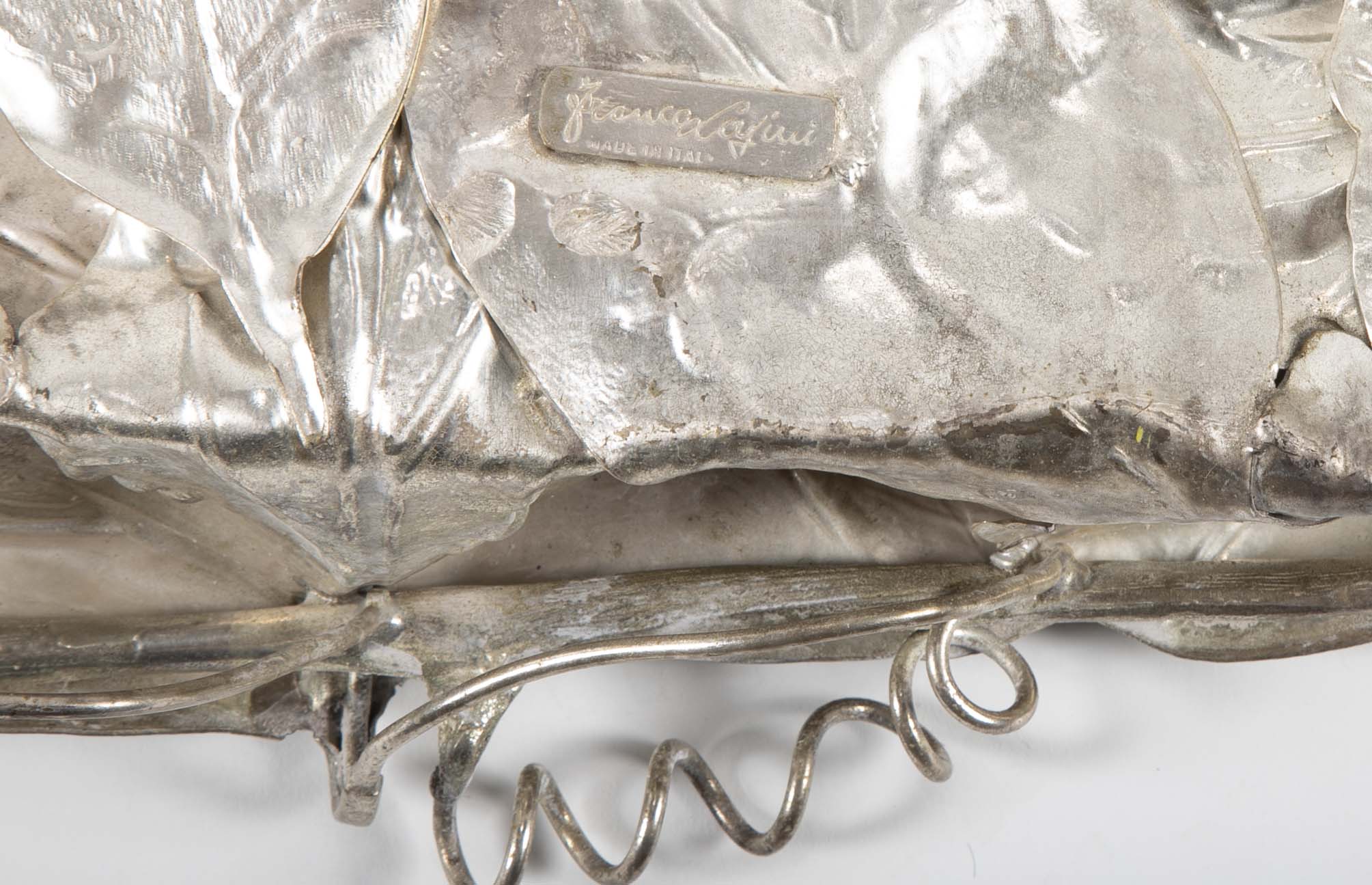 Franco Lapini Italian Silver Plate Tray with Applied Leaves & Vines