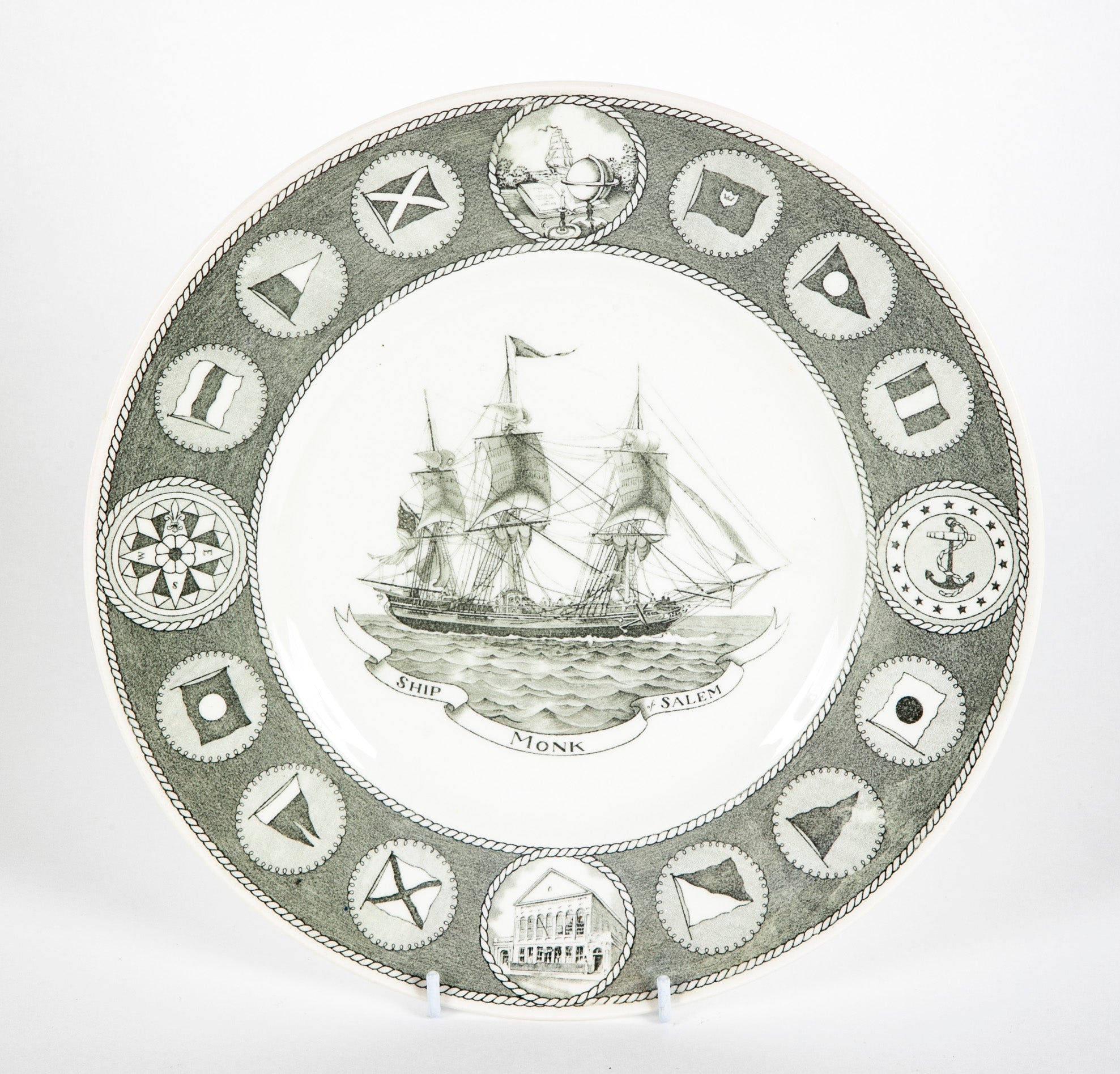 Set of 12 Wedgwood Dinner Plates Commemorating 150th Anniversary of the Peabody Essex Museum of Salem, MA