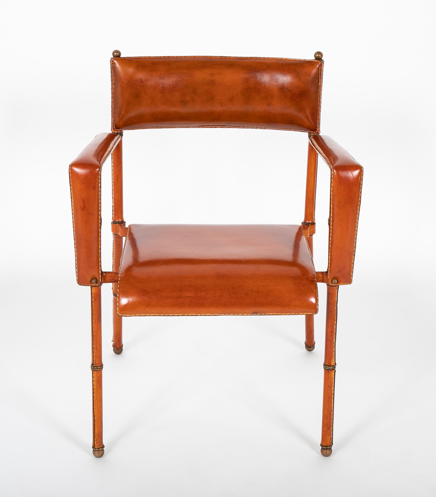 Jacques Adnet Leather Wrapped Chair Documented in the Definitive Catalog
