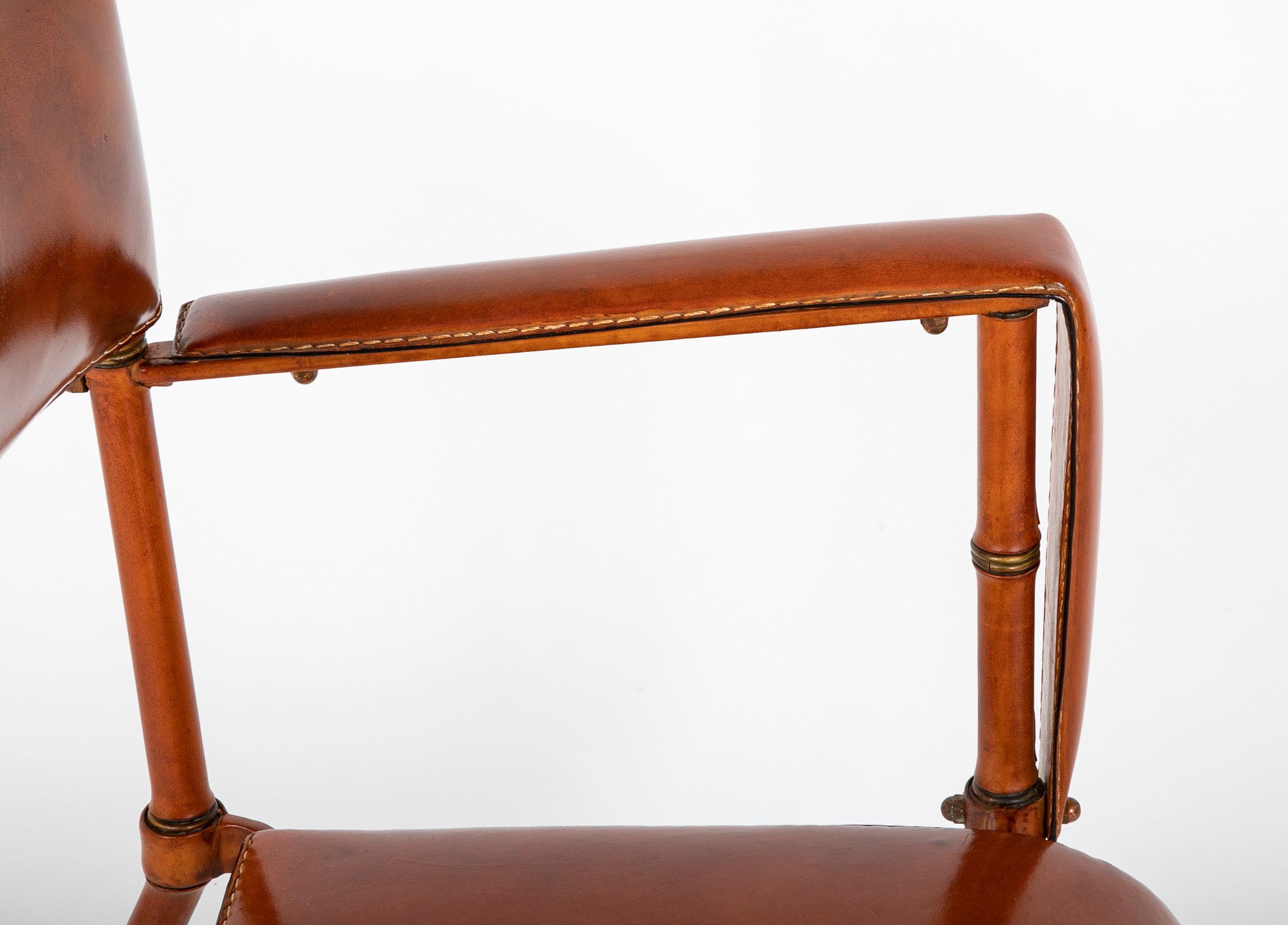 Jacques Adnet Leather Wrapped Chair Documented in the Definitive Catalog