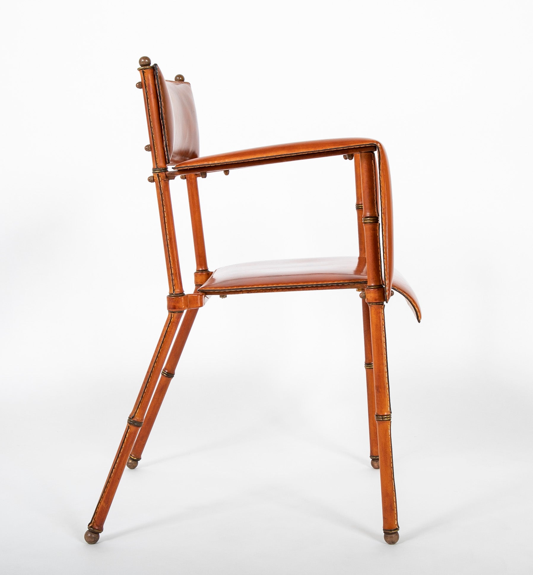 Jacques Adnet Leather Wrapped Chair Documented in the Definitive Catalog