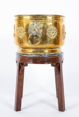 Early 19th Century Extra Large English Brass Jardiniere on Later Stand